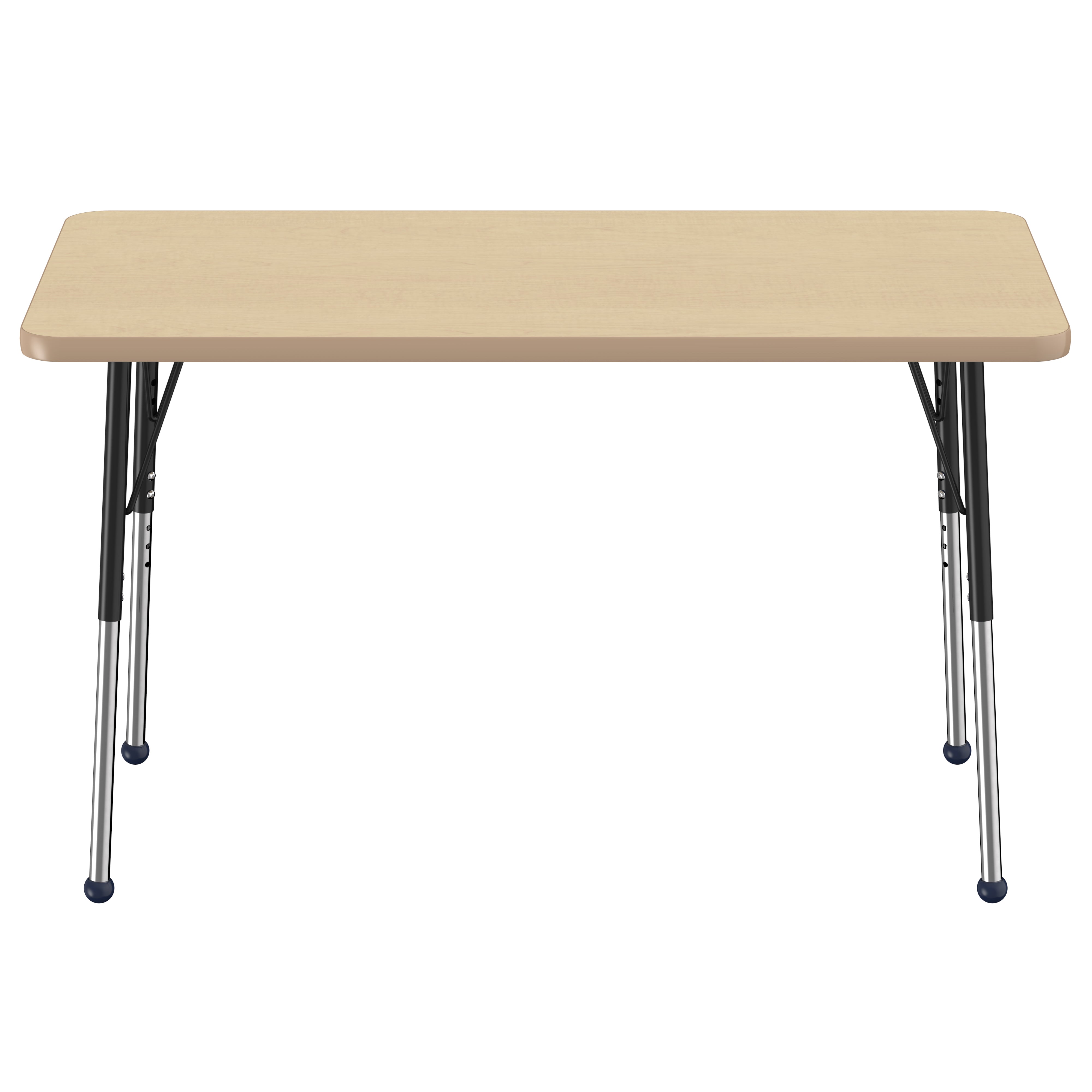24" x 48" Rectangle Thermofused Activity Table with Adjustable Standard Ball Glide Legs - Maple/Maple/Black