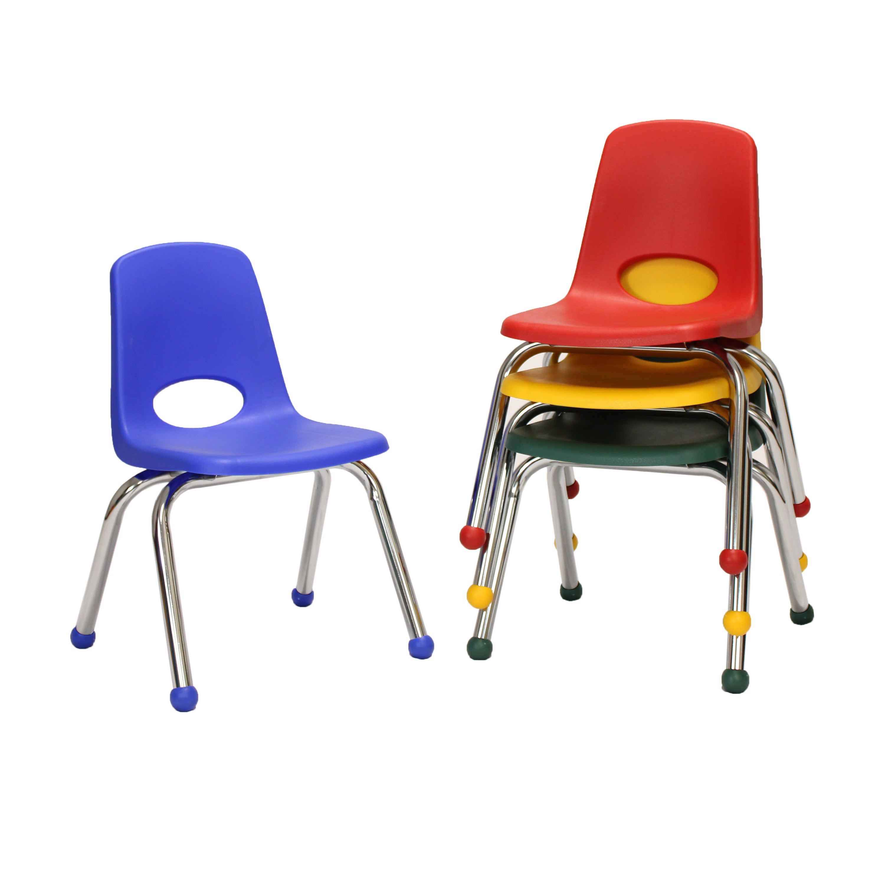 12" Stack Chair with Ball Glides, 4-Piece - Assorted