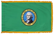 Washington State Flag 3x5 ft. Nylon with Pole Sleeve and Gold Fringe for Parades, and Indoor Display