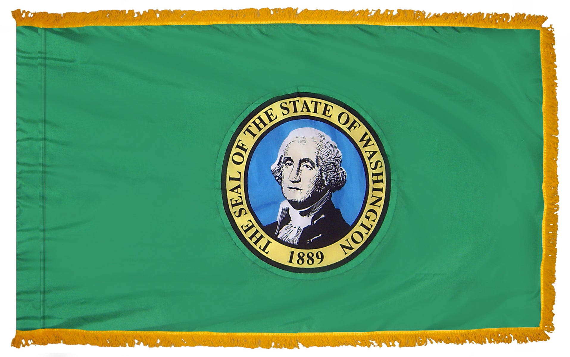 Washington State Flag 3x5 ft. Nylon with Pole Sleeve and Gold Fringe for Parades, and Indoor Display