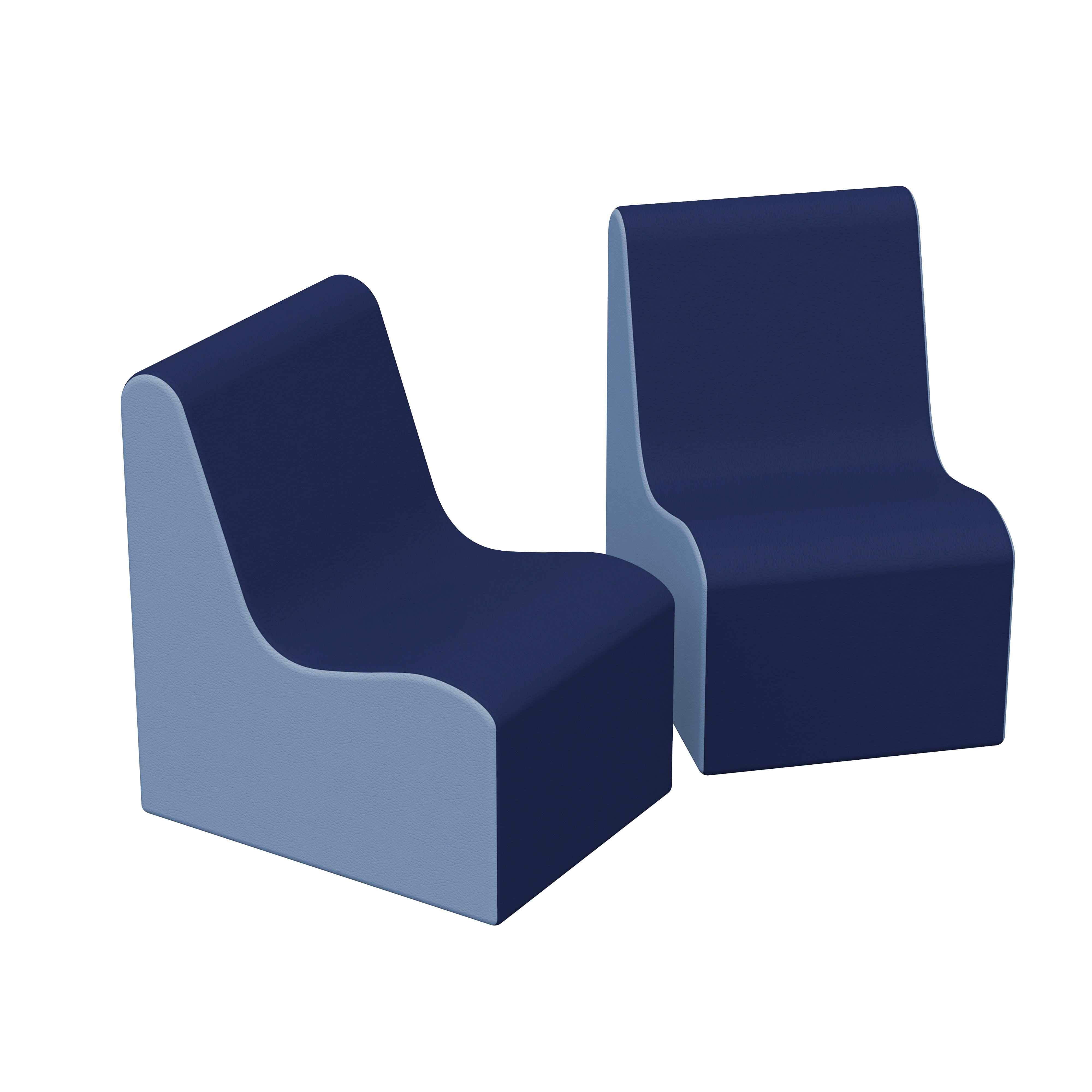 SoftScape Wave Preschool Chairs, 2-Piece - Navy/Powder Blue