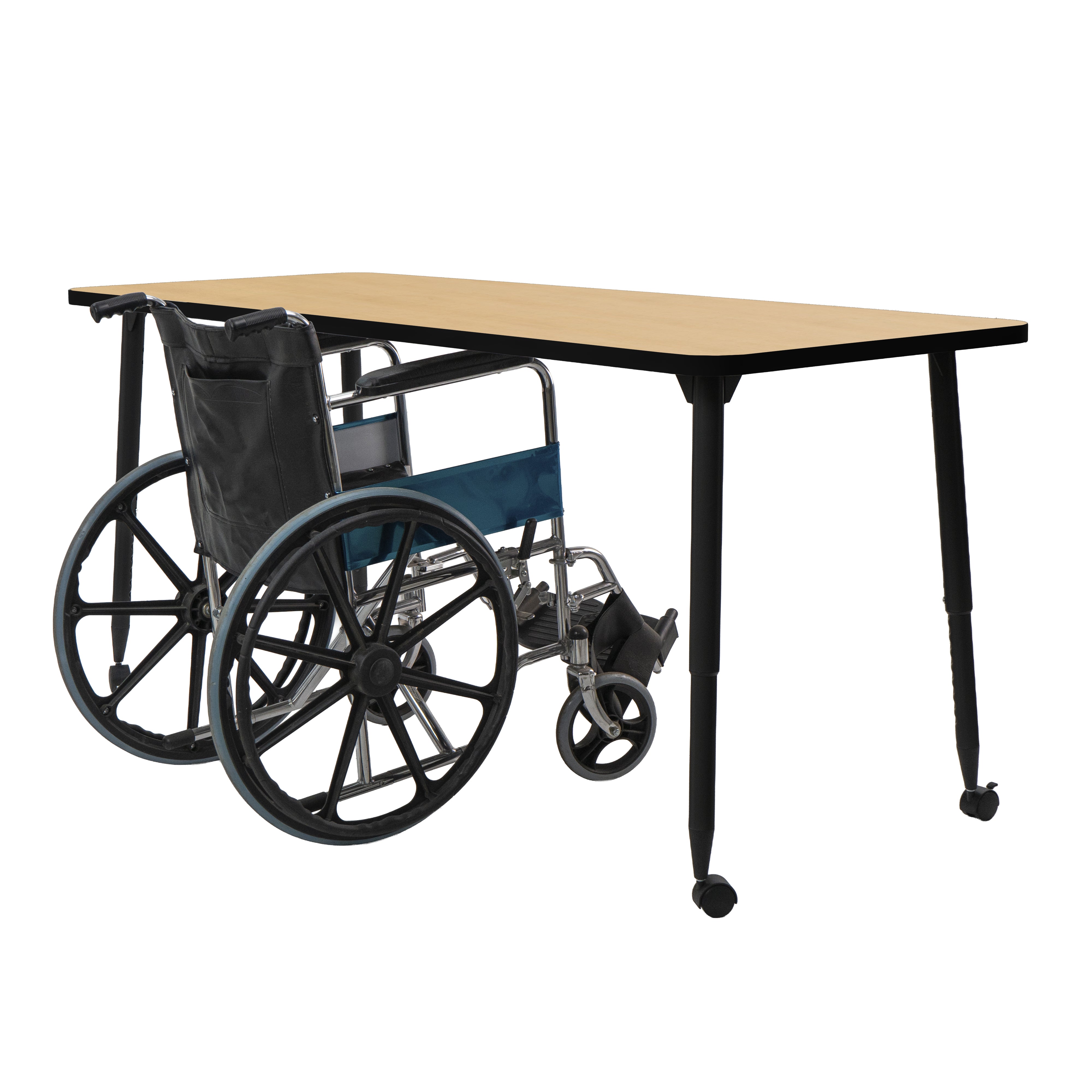 Adapte 30" x 72" Rectangle Activity Table with Adjustable Tapered Legs - Maple/Black