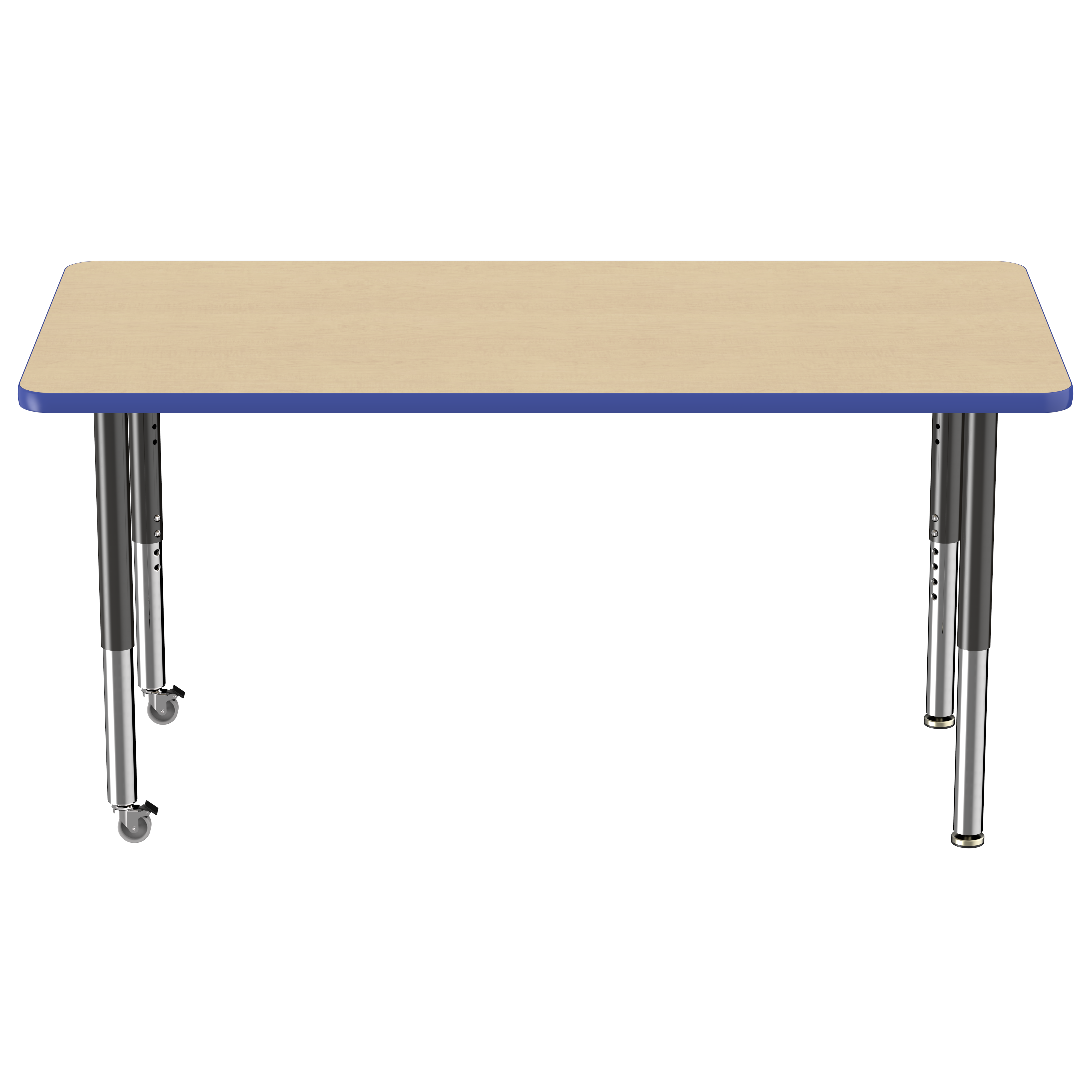 30" x 60" Rectangle T-Molding Activity Table with Adjustable Super Legs - Maple/Blue/Black