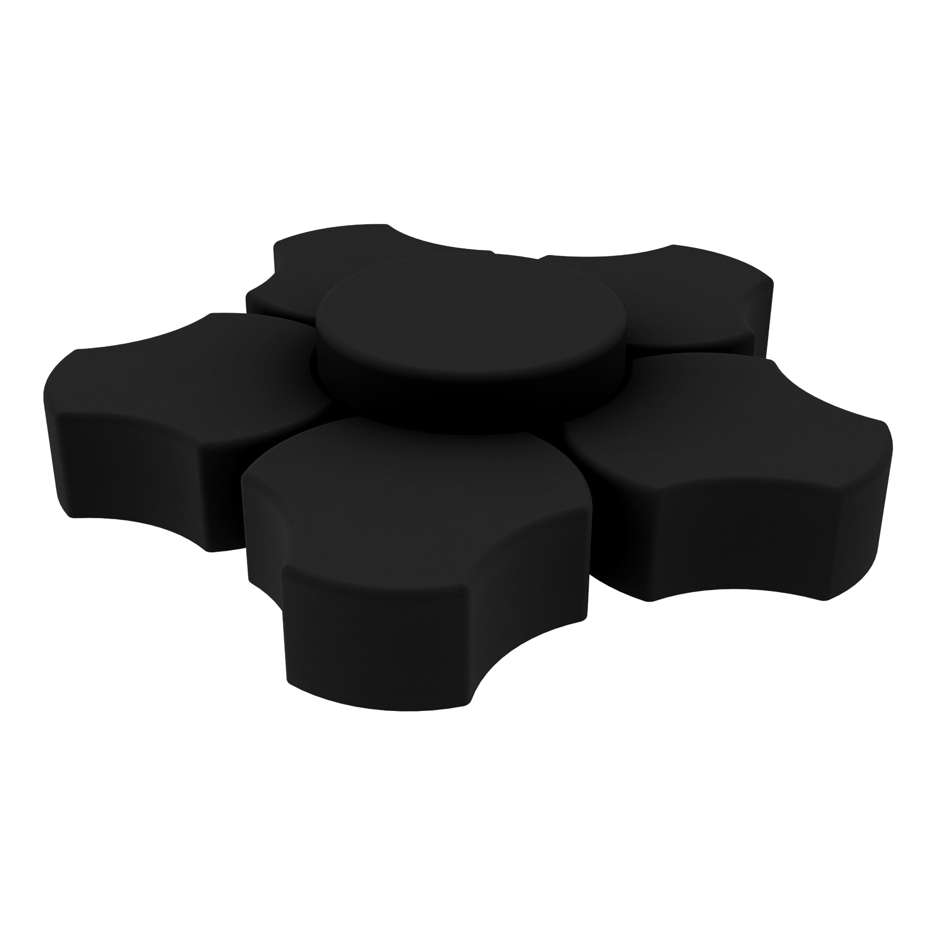 Pro Series Upholstered Spoke Ottoman, 6-Piece Set - Black