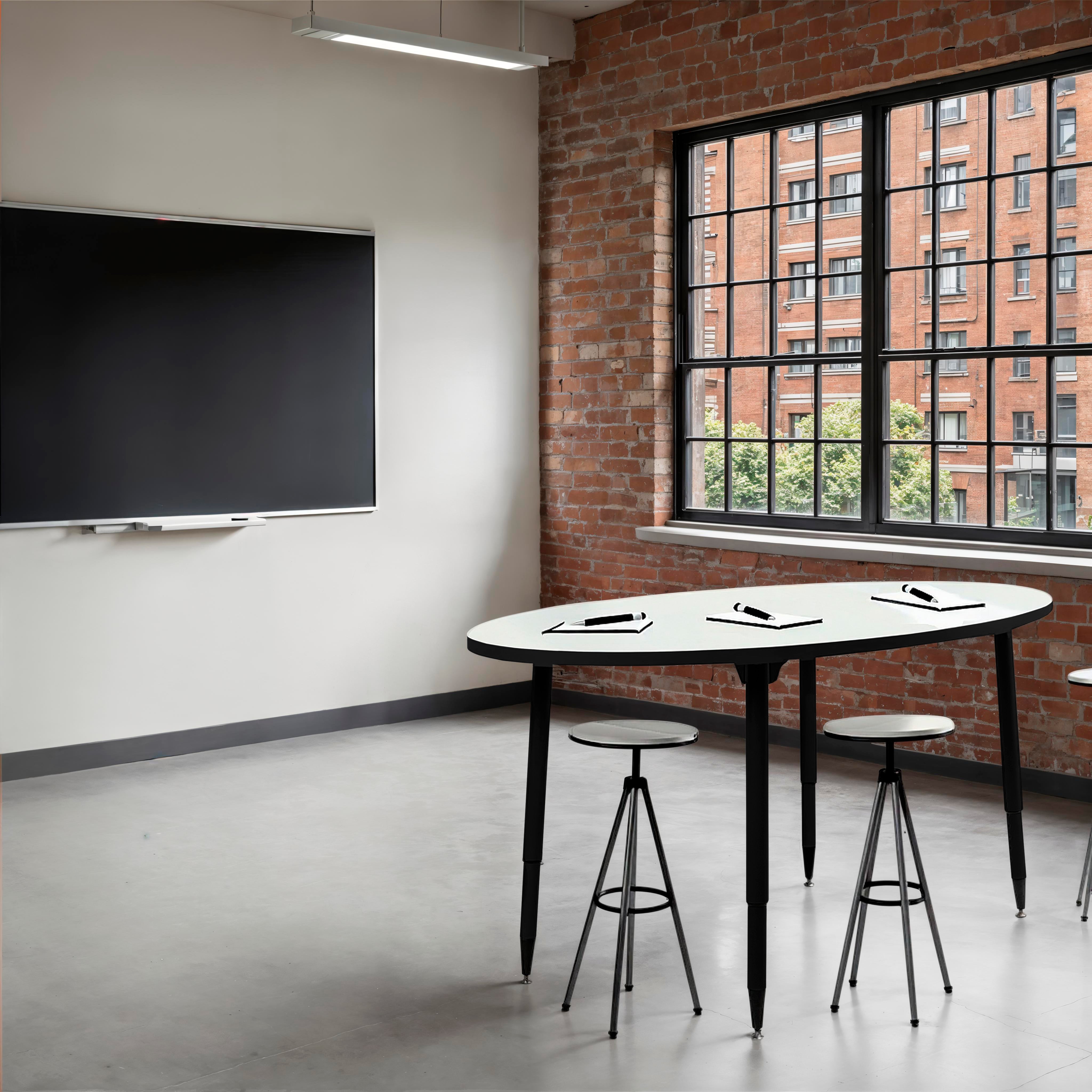 Adapte 30" x 60" Oval Dry-Erase Activity Table with Adjustable Tapered Legs - Whiteboard/Black
