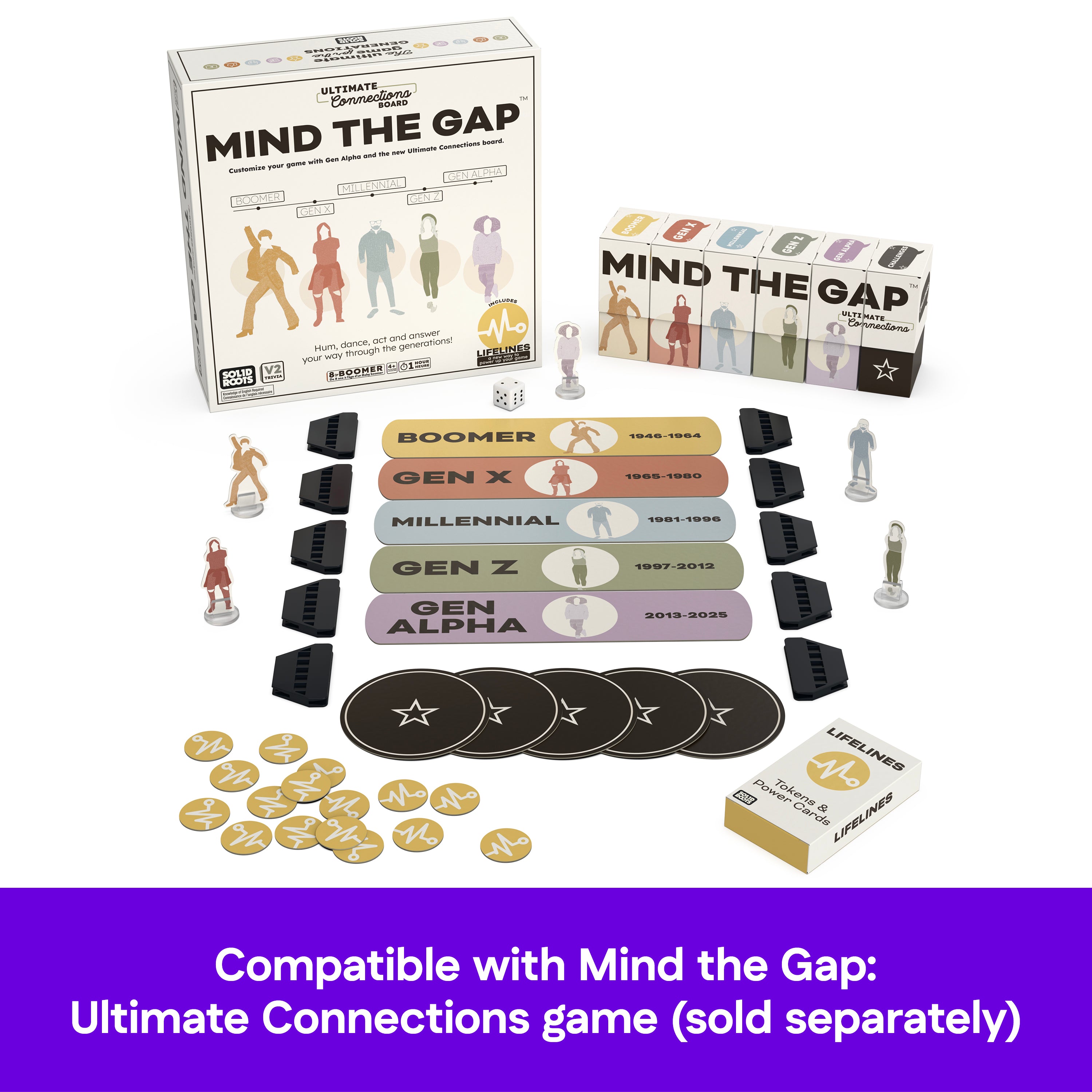 Spin Master Games, SolidRoots Mind the Gap Challenge Connections, Expansion Pack for the MTG Ultimate Connections Trivia Game for the Generations, Family Game Night, 2 & Up Players, for Ages 8 & Up