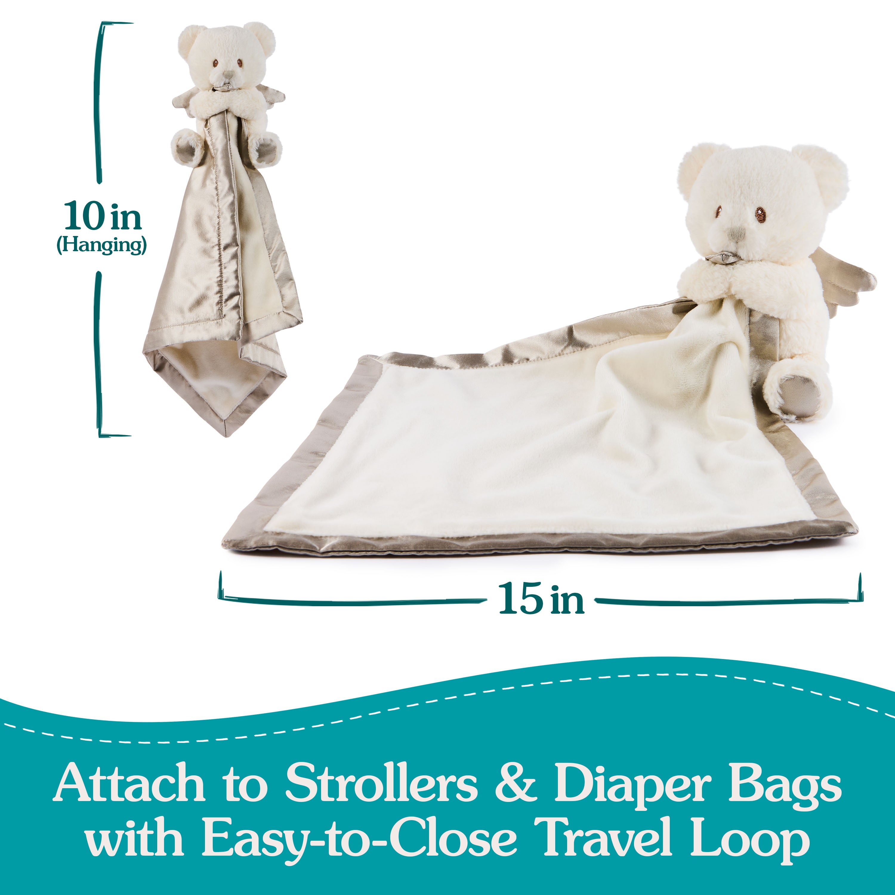 GUND Baby Angel Bear Lovey, Spiritual Teddy Bear Lovey Made from Recycled Materials, Plush Lovey Blanket for Babies and Newborns, White, 12”