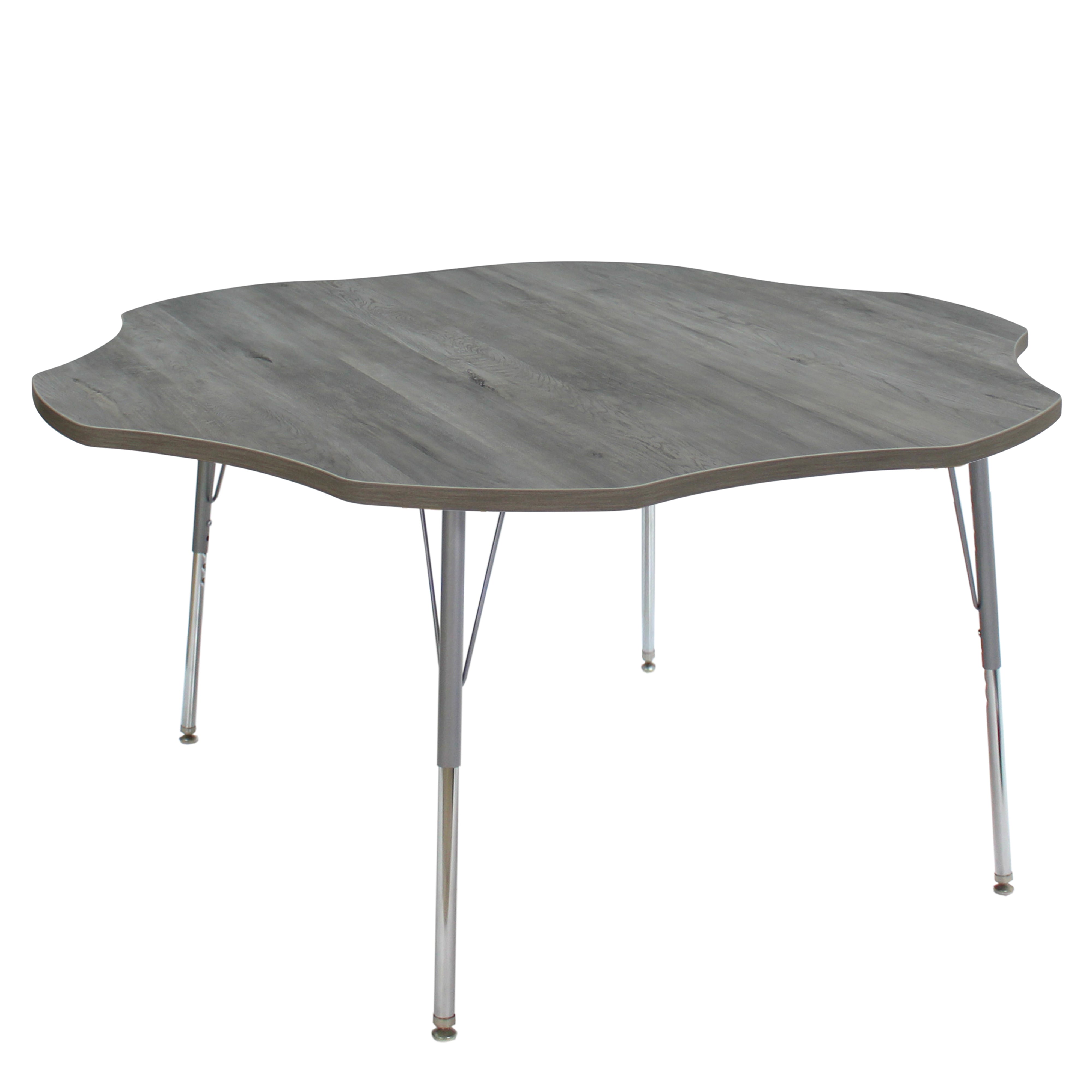 60" Flower La Madera Activity Table with Standard Legs - Light Gray Wood/Silver