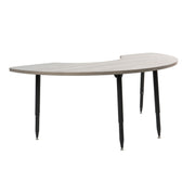 Adapte 36" x 72" Half Moon Woodgrain Activity Table with Adjustable Tapered Legs - Light Gray Wood/Black