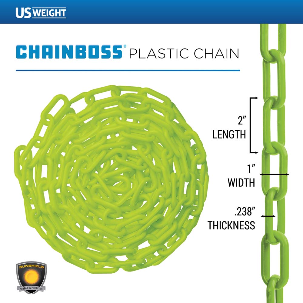 2" Plastic Chain ‐ Green ‐ 10ft bag with S‐hooks