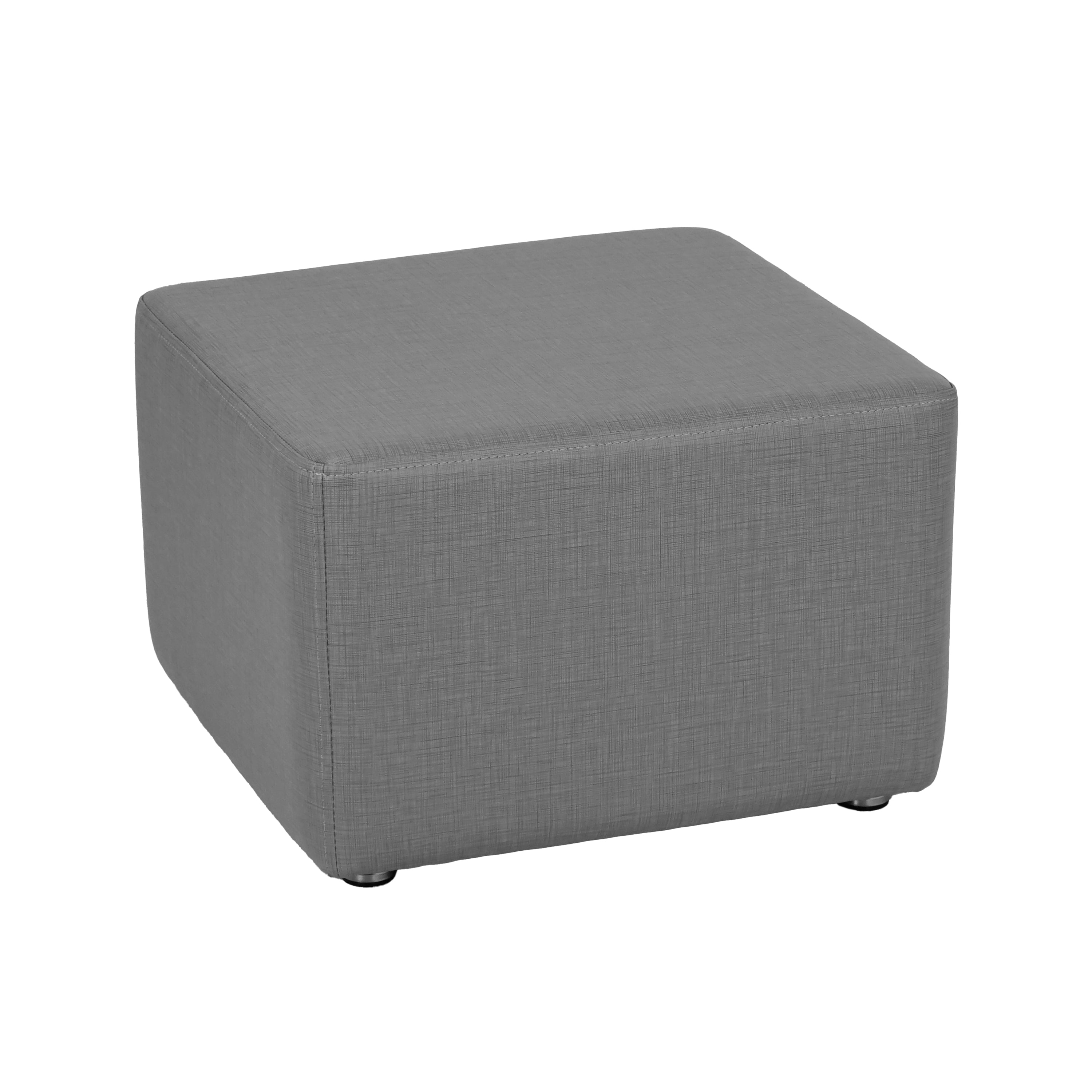 Pro Series Upholstered Square Ottoman 12" Height - Slate Gray Crosshatch