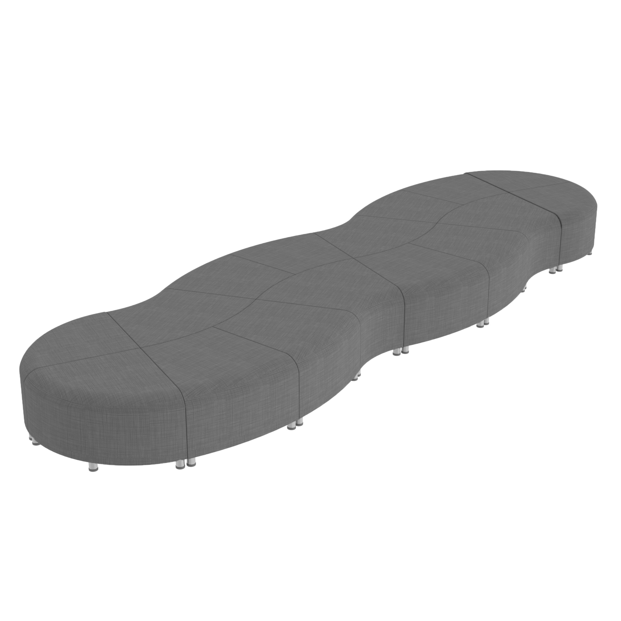 Pro Series Connect Curved Swell Backless Seating, 16-Piece Set - Slate Gray Crosshatch