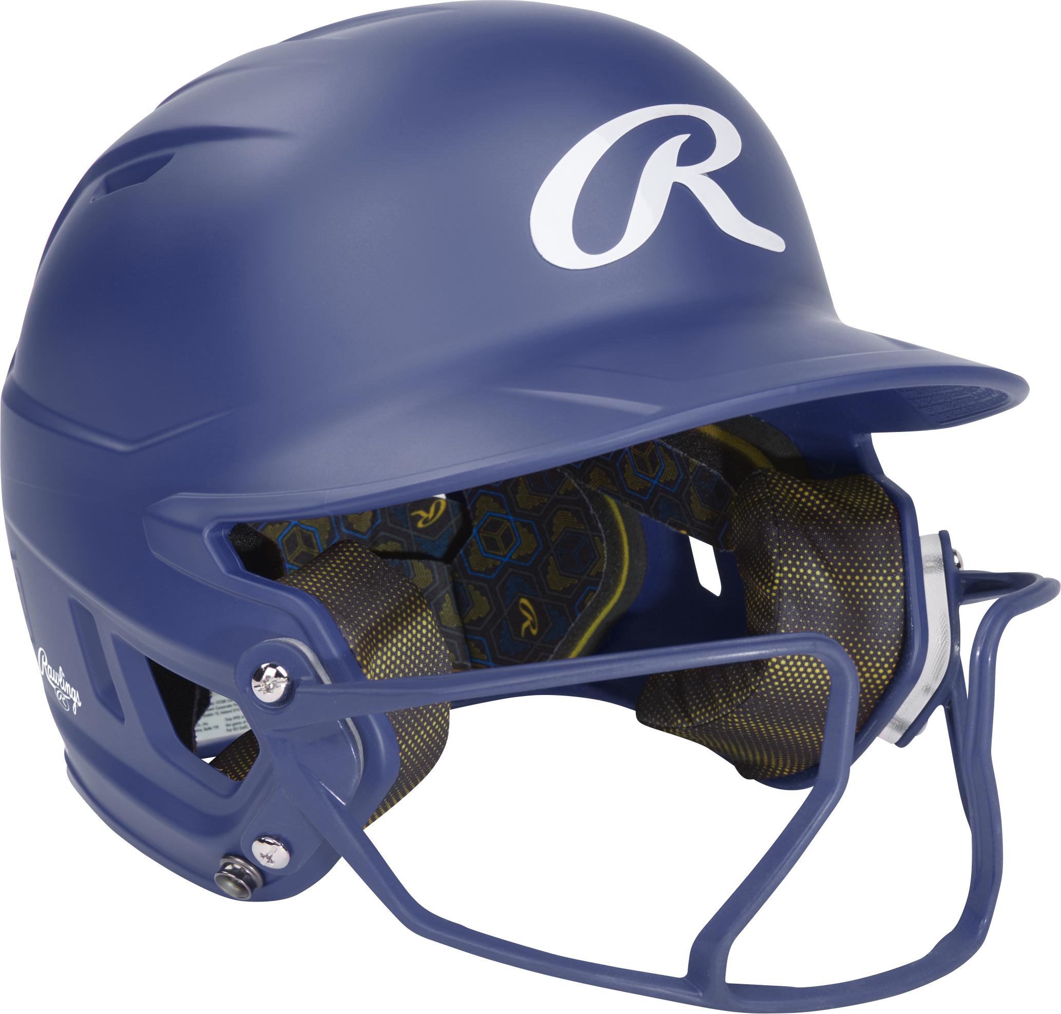 Rawlings Mach Hi-Viz Senior Matte Batting Helmet With Hi-Viz Face Guard - Royal