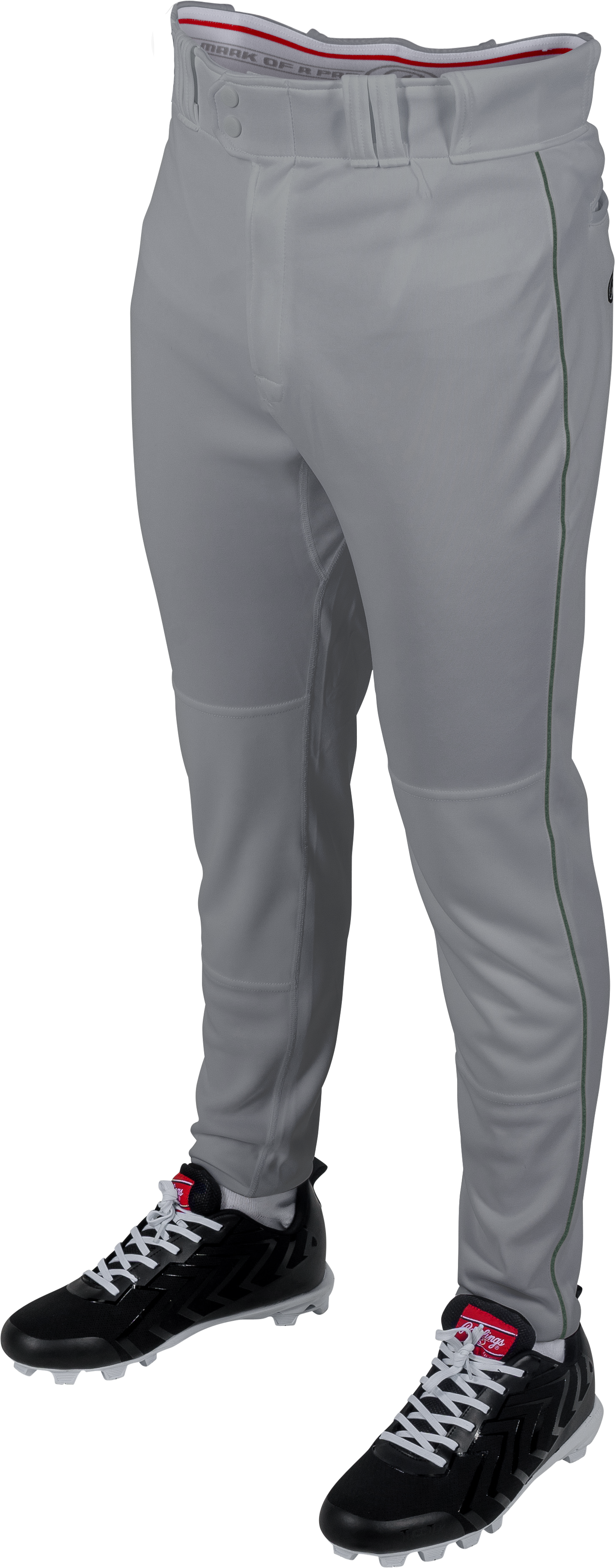 Rawlings Adult Plated Piped Pro Taper Fit Pant - Small - Blue Gray/Dark Green