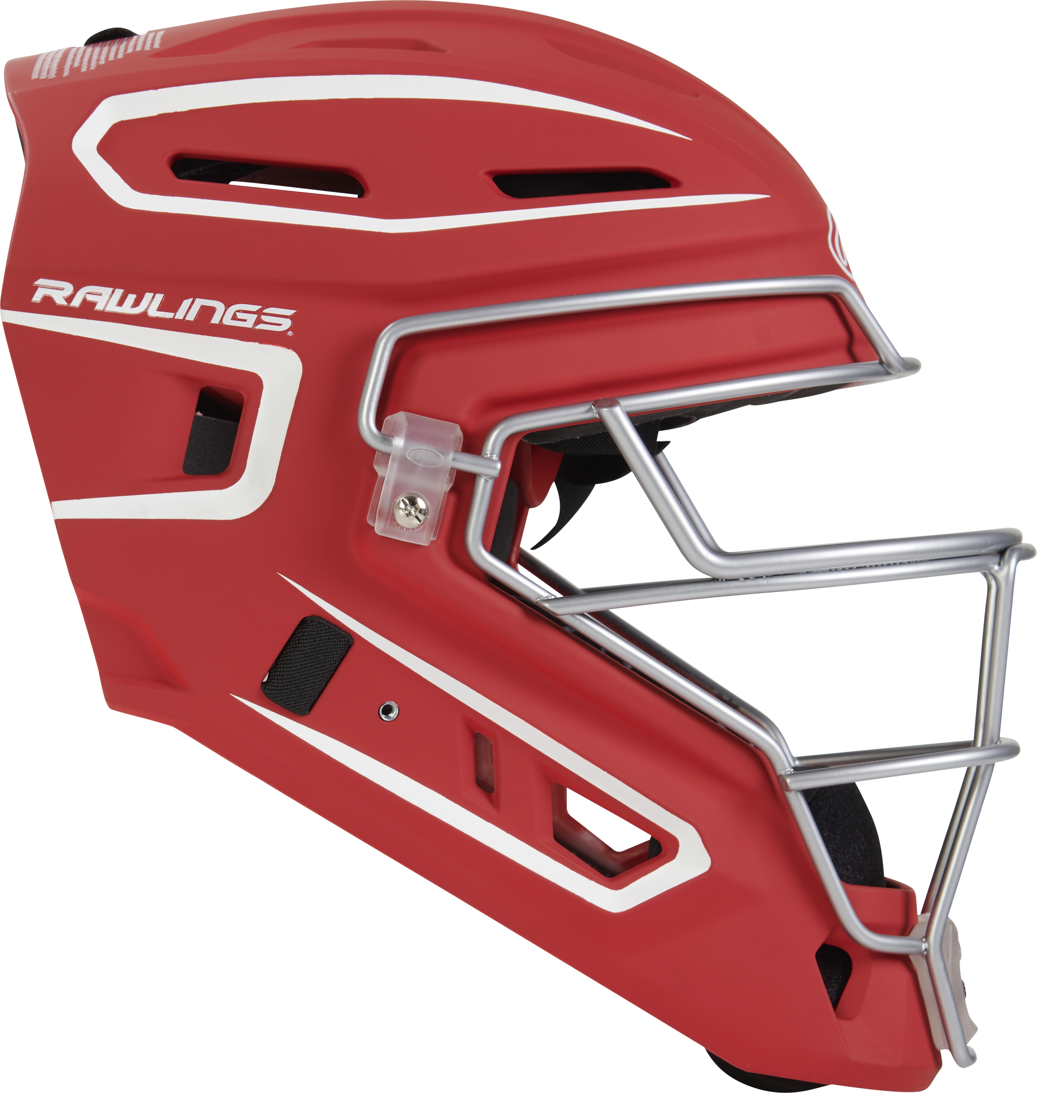 Rawlings Velo 2.0 Matte Junior Catchers Helmet - Scarlet/White