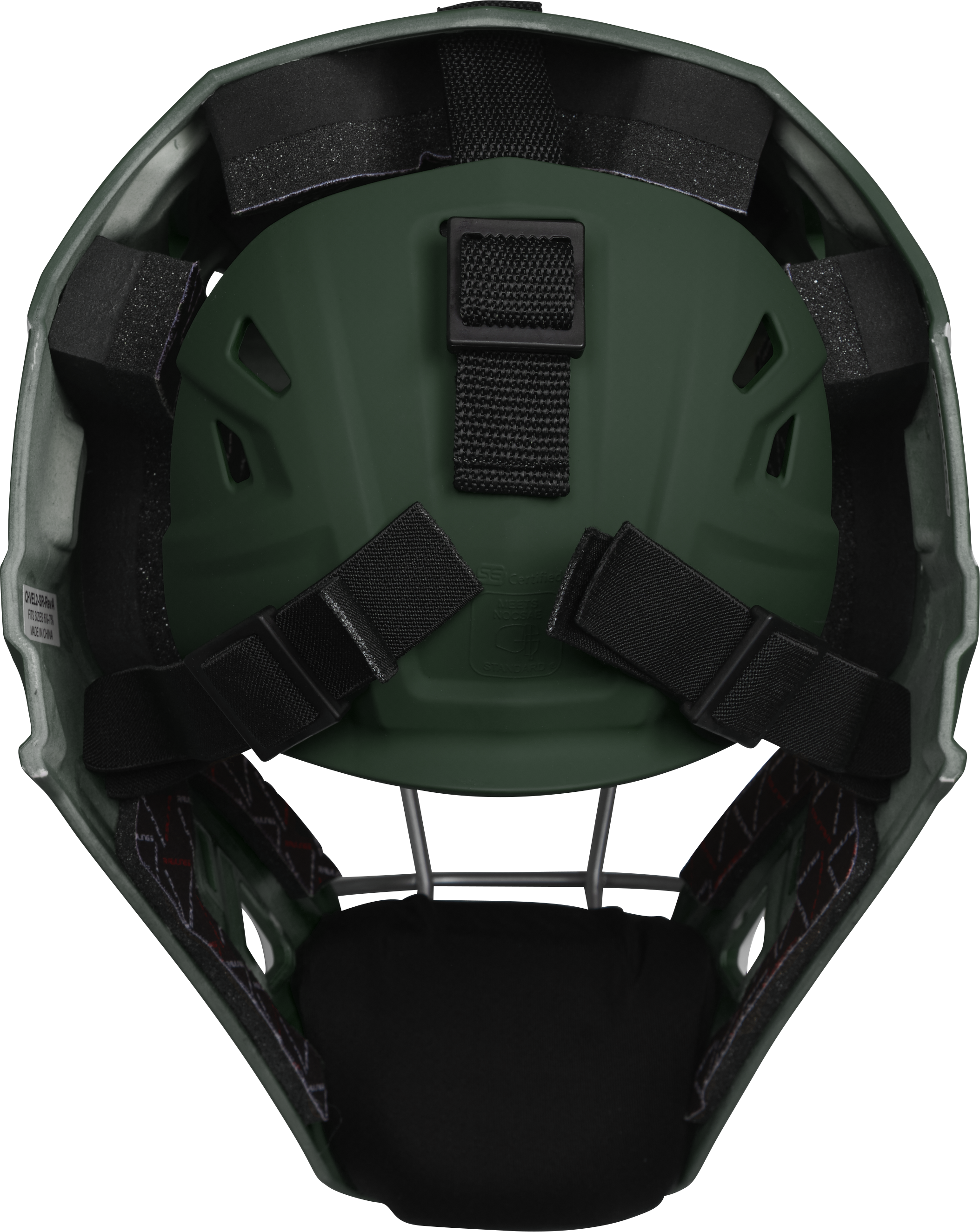 Rawlings Velo 2.0 Matte Junior Catchers Helmet - Dark Green/White