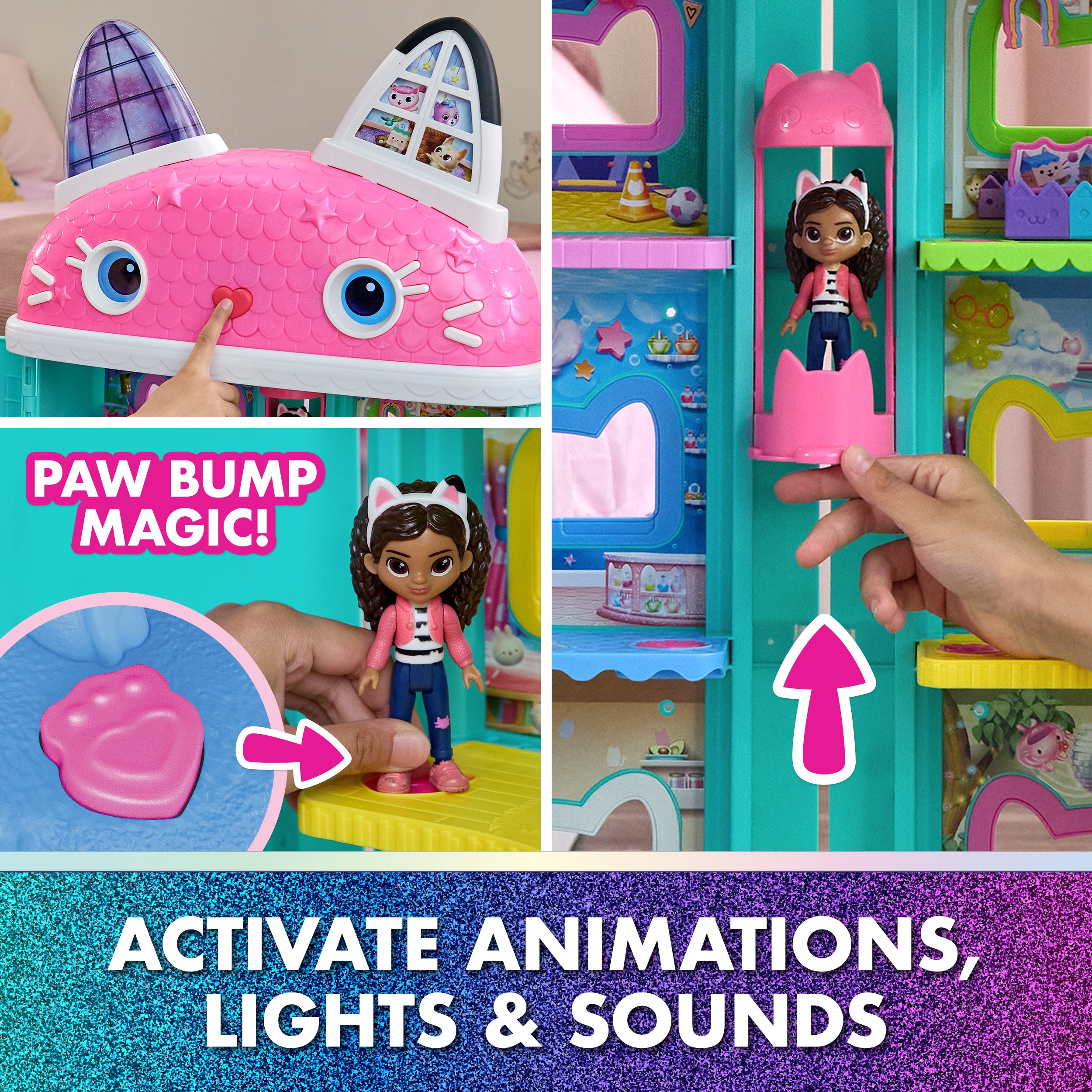 Gabby's Dollhouse: The Movie, Meow-mazing Interactive Dollhouse, 7 Rooms, LCD Screen Eyes, Figures, Sound FX, Kids Toys for Girls & Boys Ages 3 and Up