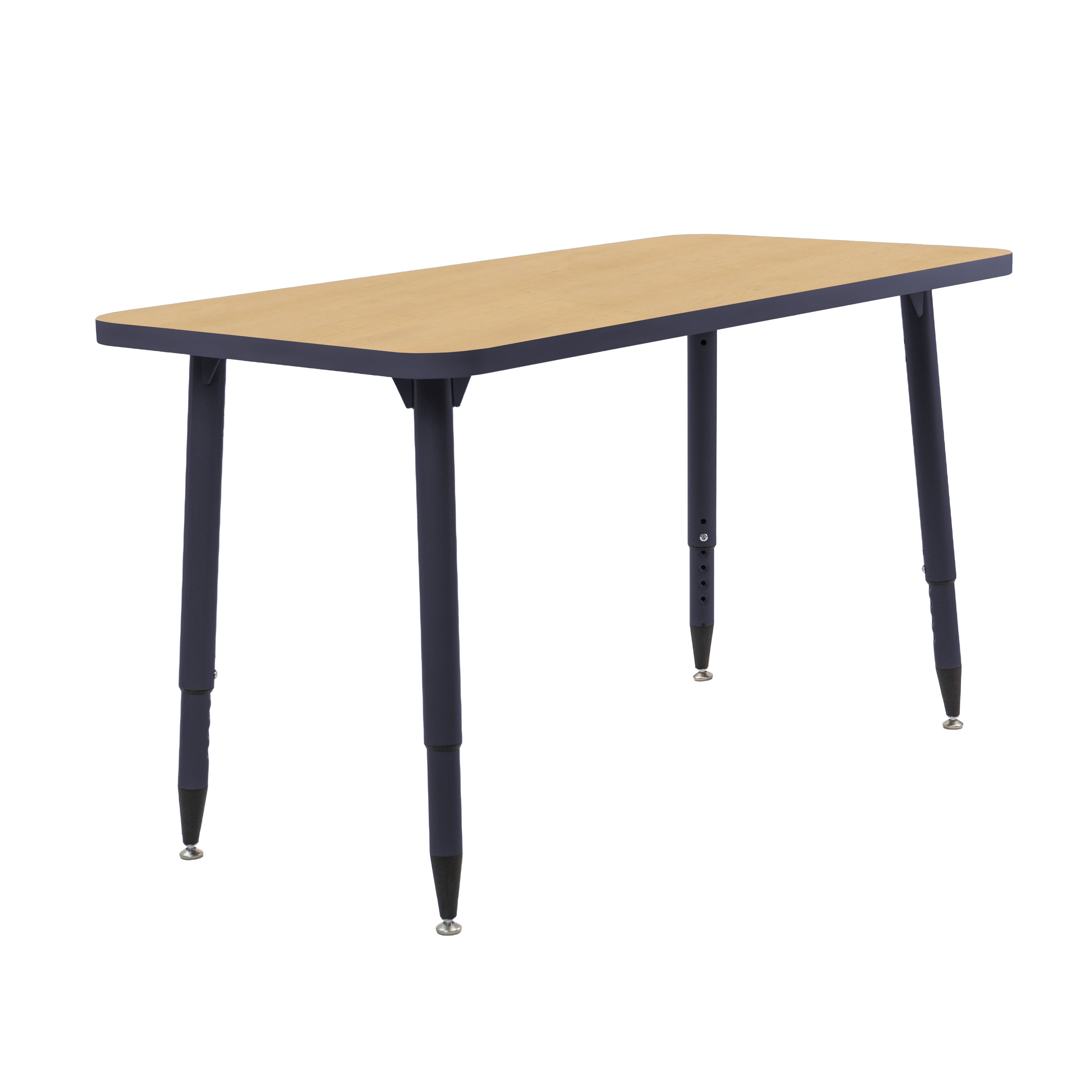 Adapte 24" x 48" Rectangle Thermofused Activity Table with Adjustable Tapered Legs - Maple/Navy