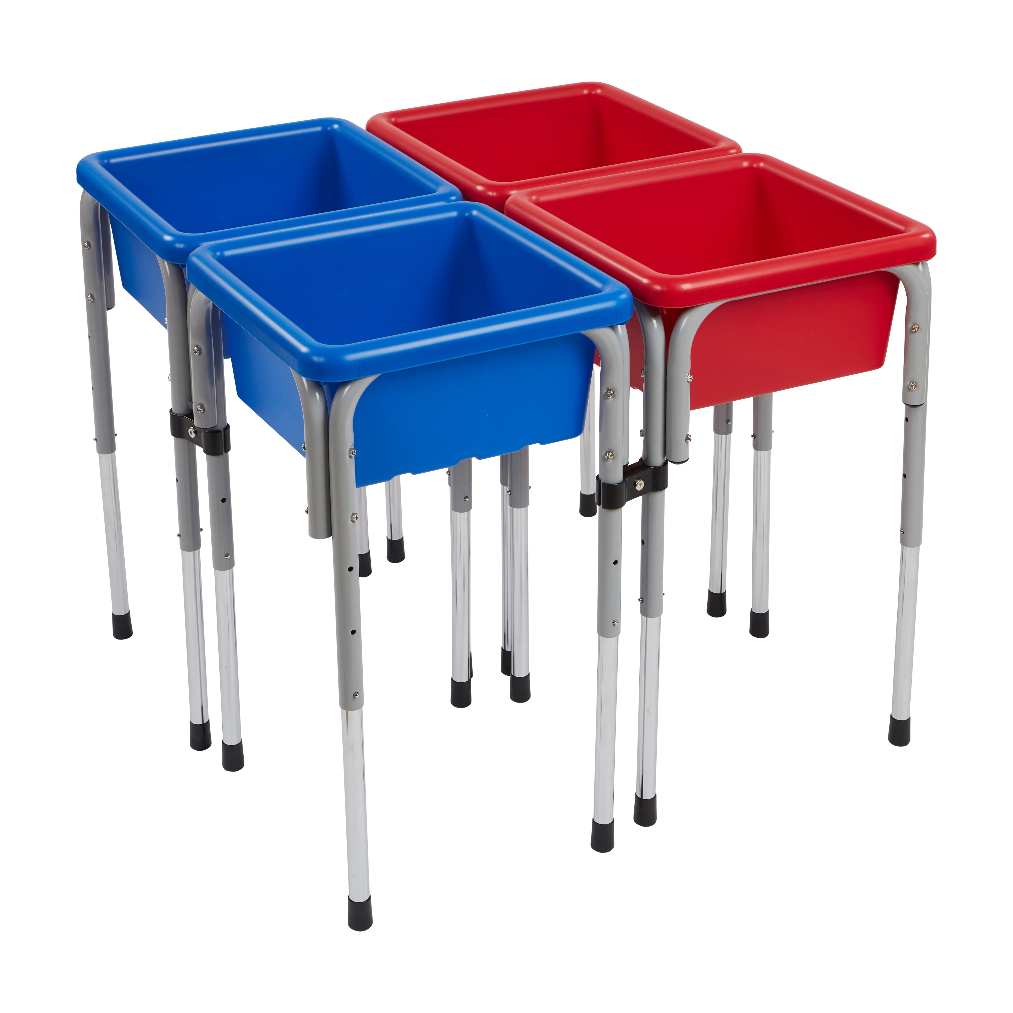 4 Station Square Sand and Water Table with Lids - Blue/Red