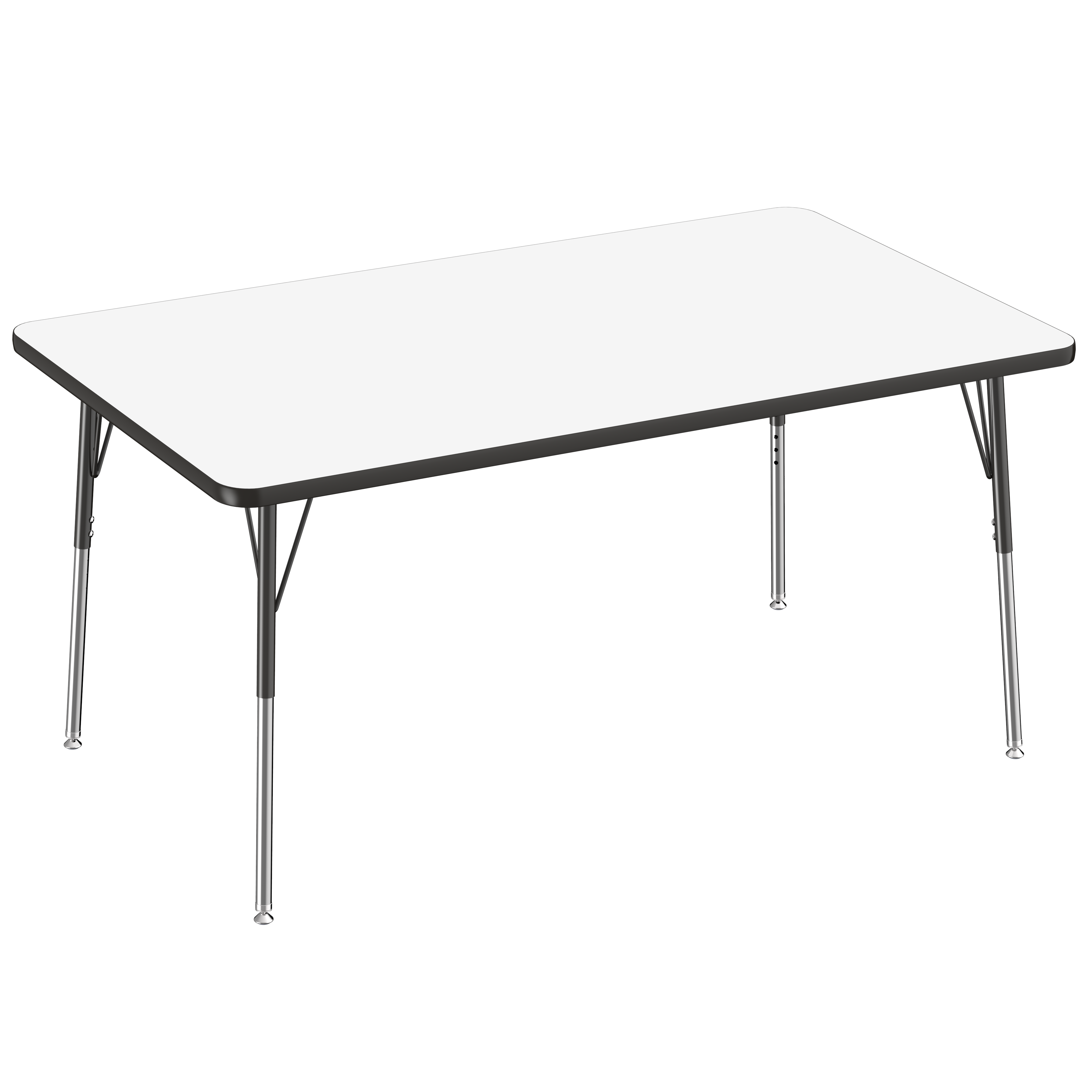 36" x 60" Rectangle Dry-Erase Activity Table with Adjustable Standard Swivel Glide Legs - Whiteboard/Black