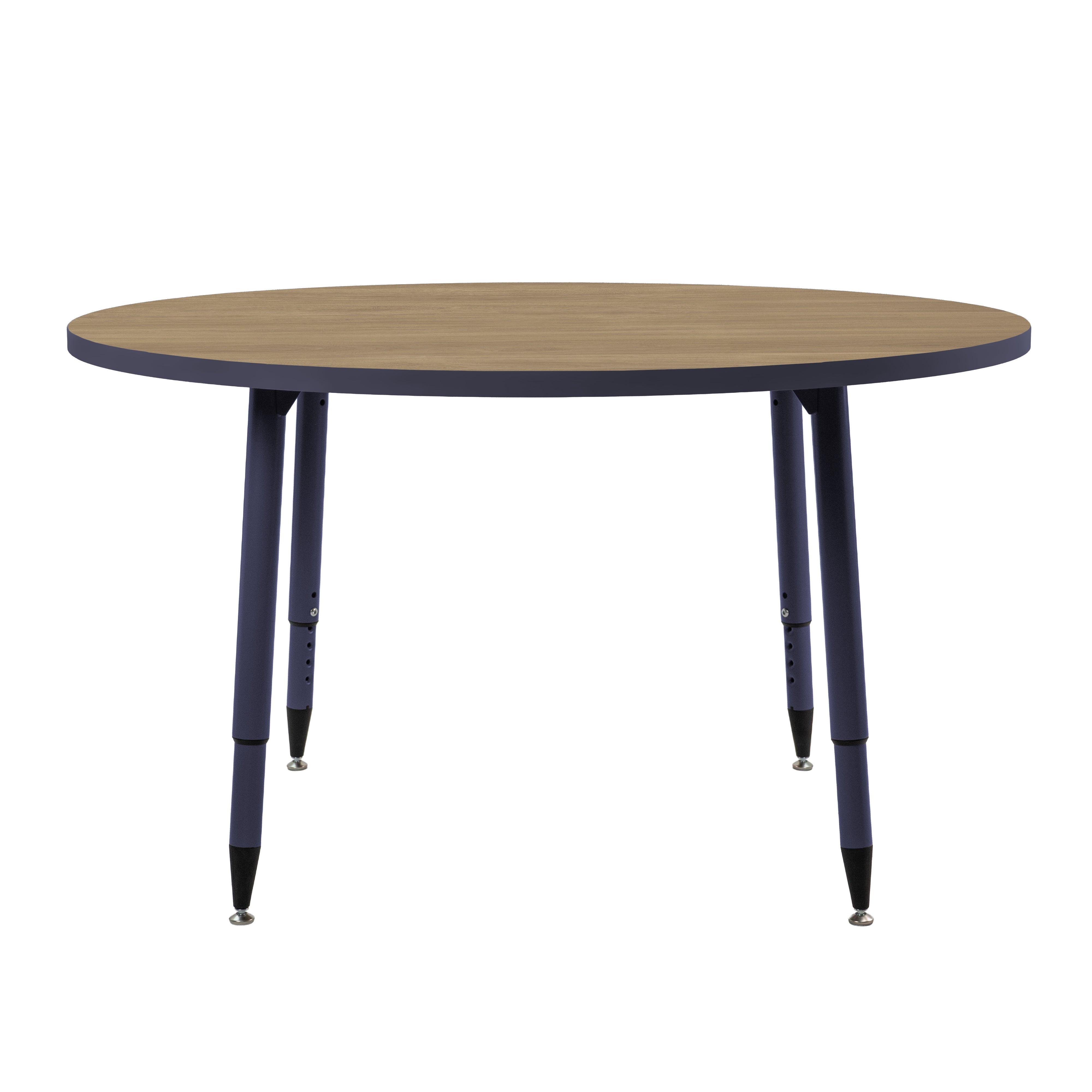 Adapte 48" Round Thermofused Activity Table with Adjustable Tapered Legs - Pasadena Oak/Navy