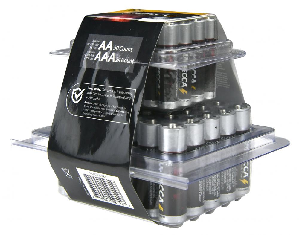Impecca Alkaline AA 30-Pack & AAA 24-Pack Platinum Batteries