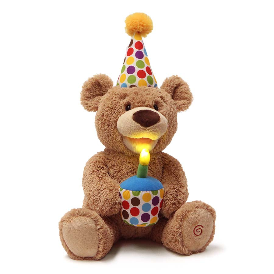 GUND Happy Birthday Teddy Bear Bear Animated Plush Toy, Glow-in-the-Dark Singing Stuffed Animal, Brown, 10”