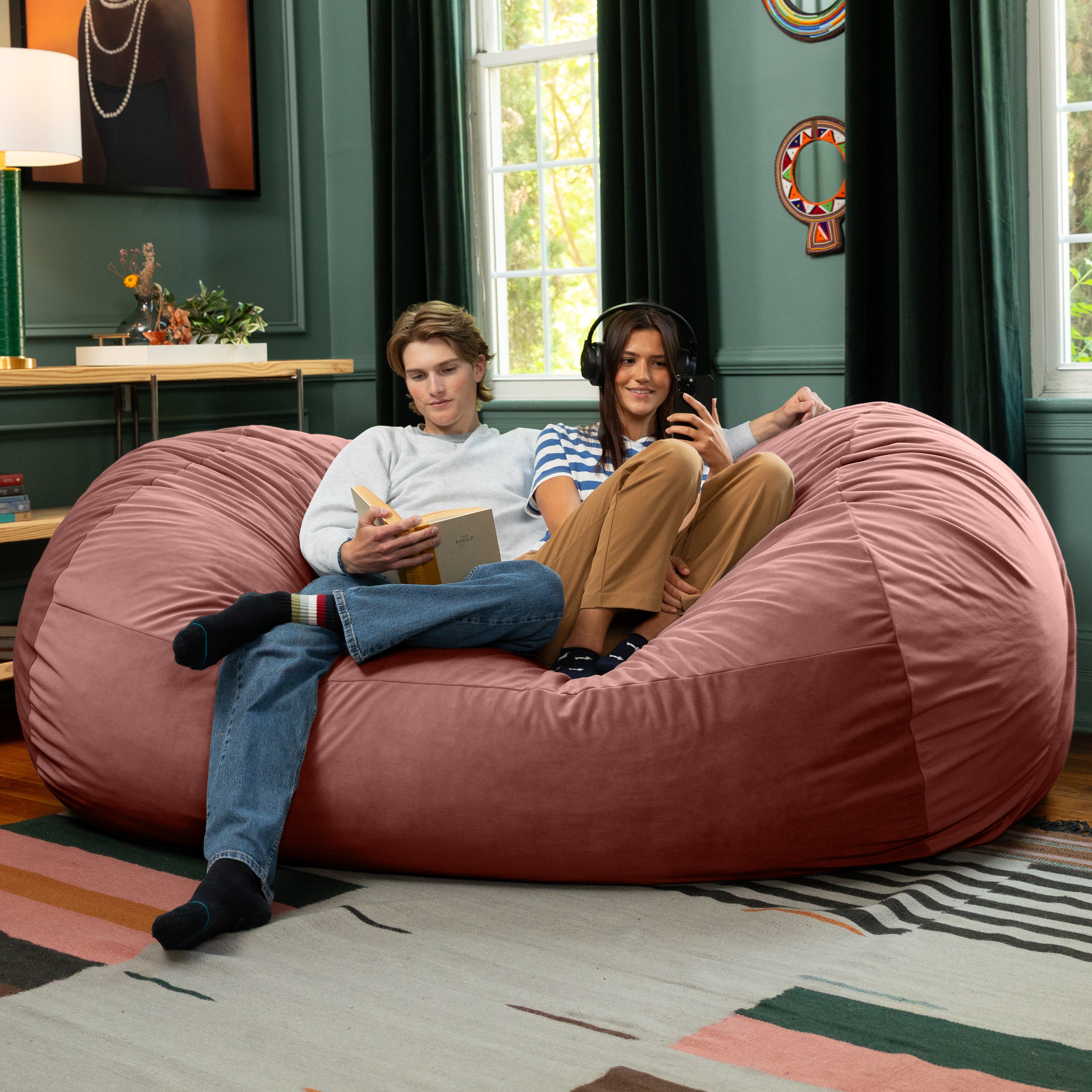 Jaxx Grand Lounger 7 Foot Bean Bag Sofa -Lush Velvet Mauve