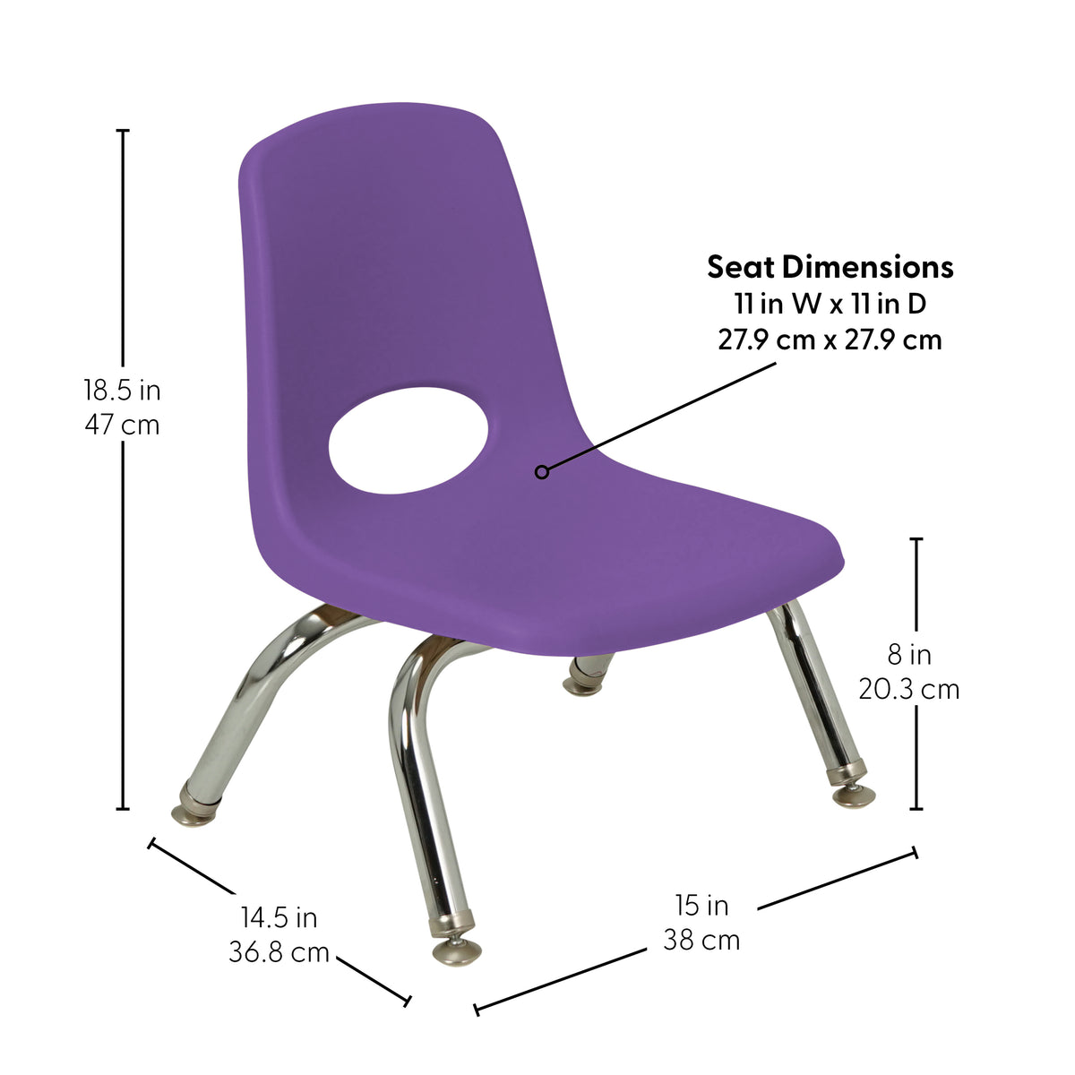8" Stack Chair with Swivel Glides, 6-Pack - Purple