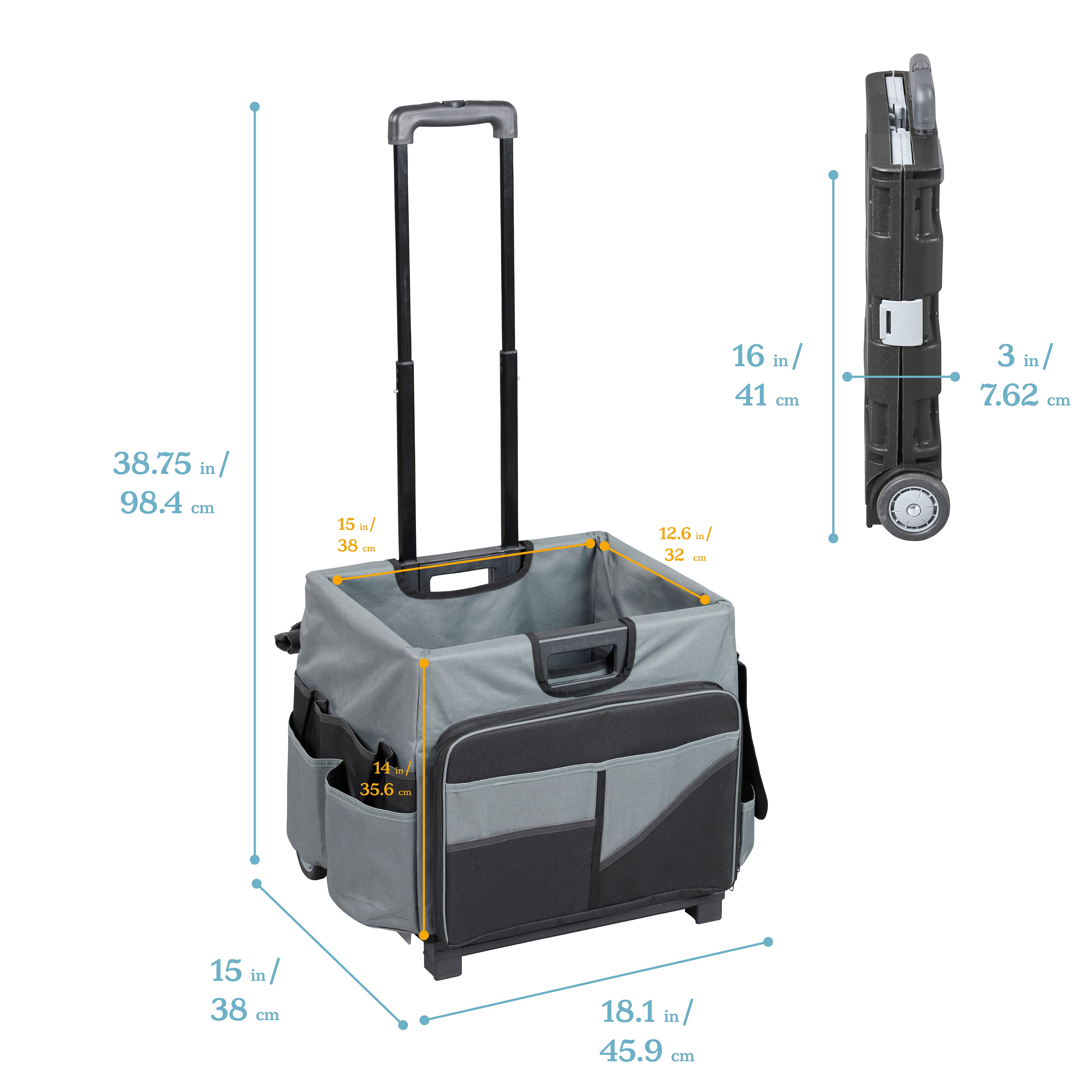Universal Rolling Cart and Canvas Organizer - Black/Grey