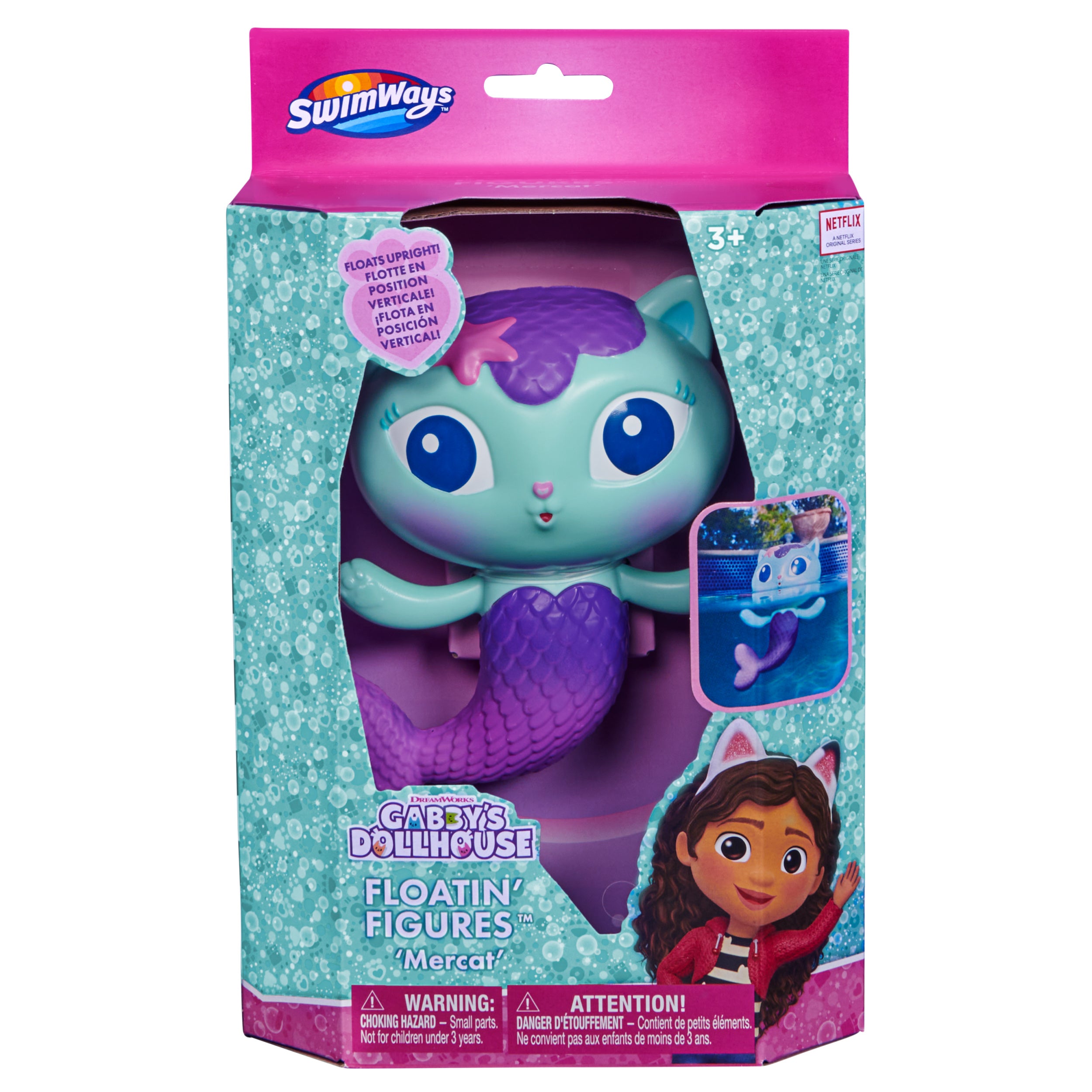 Swimways Gabby’s Dollhouse Mercat Floatin' Figures, Swimming Pool Accessories & Kids Pool Toys, Gabby's Dollhouse Party Supplies & Water Toys for Kids Aged 3 & Up