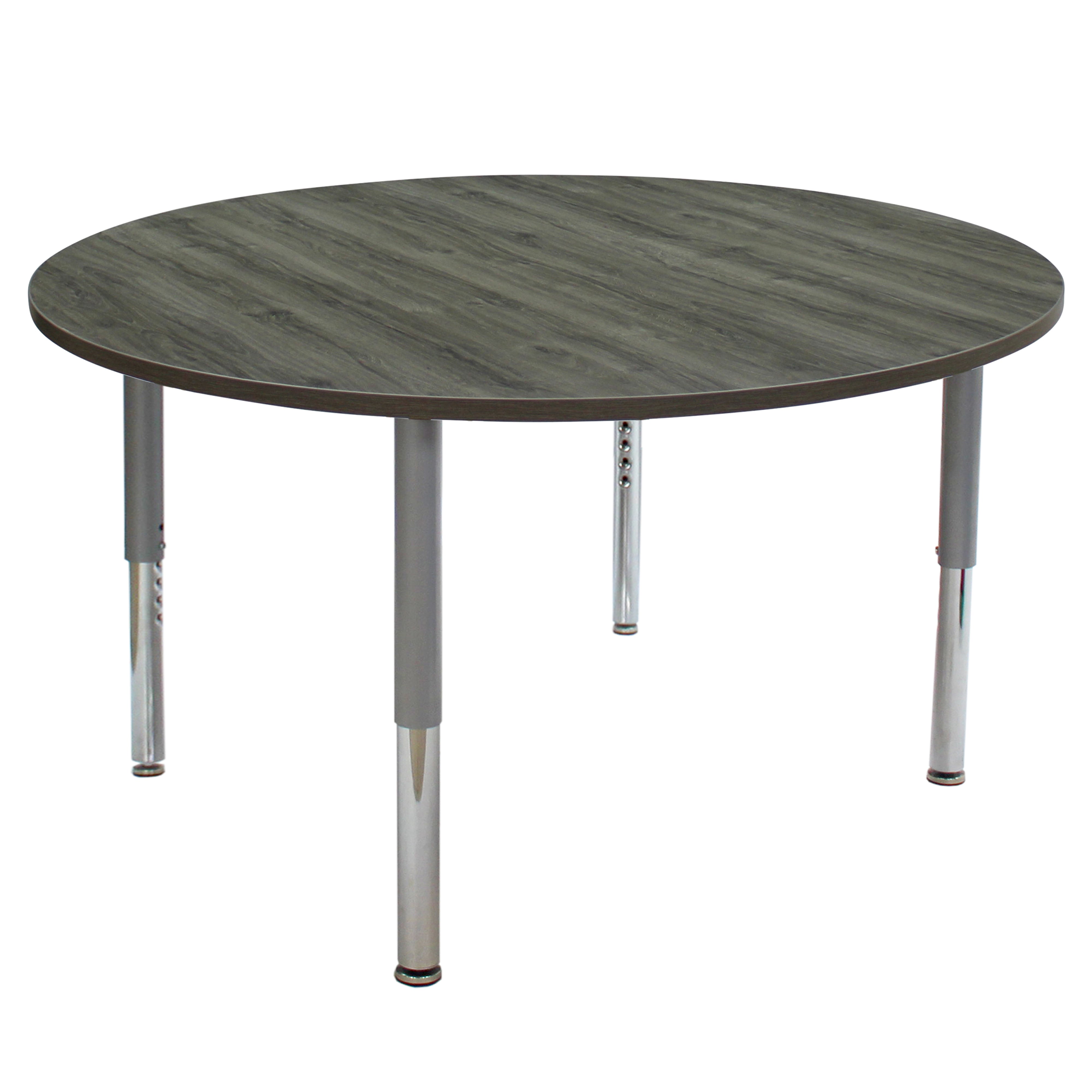 48" Round La Madera Activity Table with Adjustable Super Legs - Gray Wood/Silver