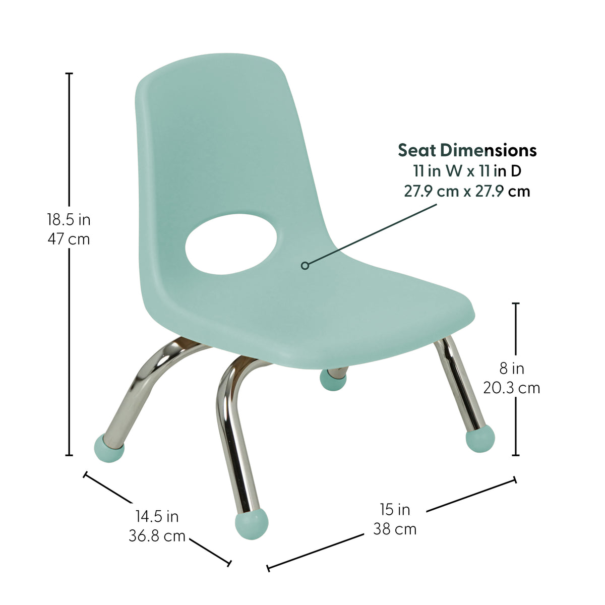 8" Stack Chair with Ball Glides, 6-Pack - Seafoam