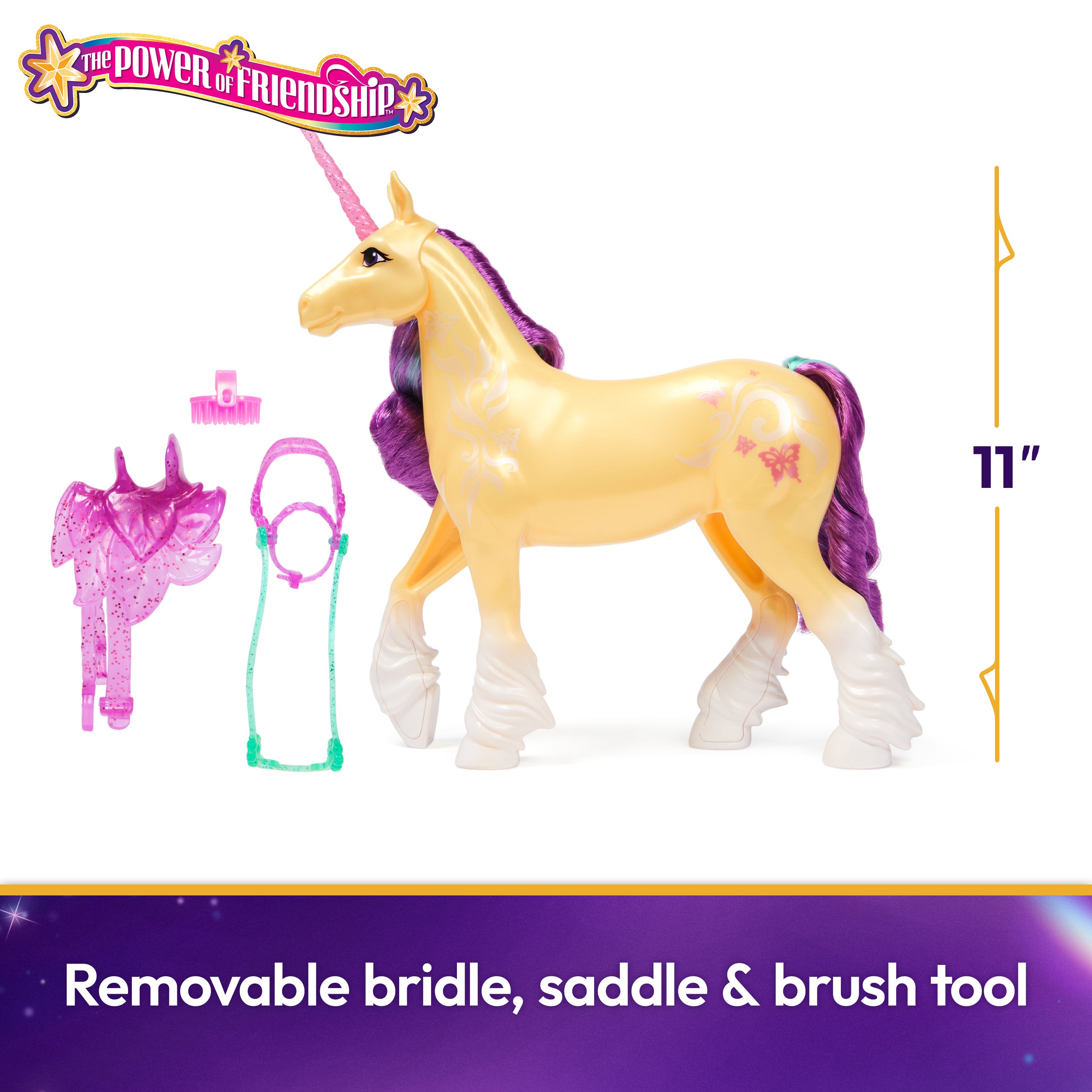 Unicorn Academy, Power of Friendship Leaf with Translucent Saddle & Bridle, 11”, Dolls & Unicorn Toys for Girls Ages 4 and up