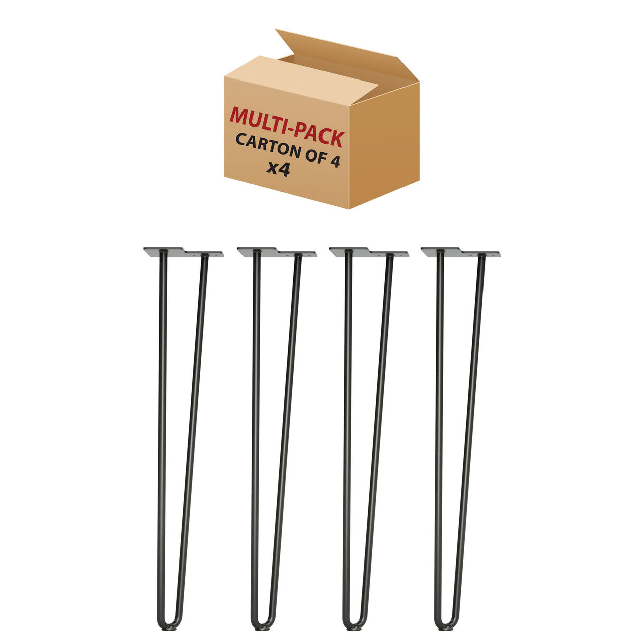 OfficeSource Conference/Multi-Purpose Tables 28" High Hairpin Leg - Box of 4 - Black