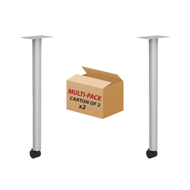 OfficeSource Training Tables Post Leg with Caster - Set of 2 - Silver