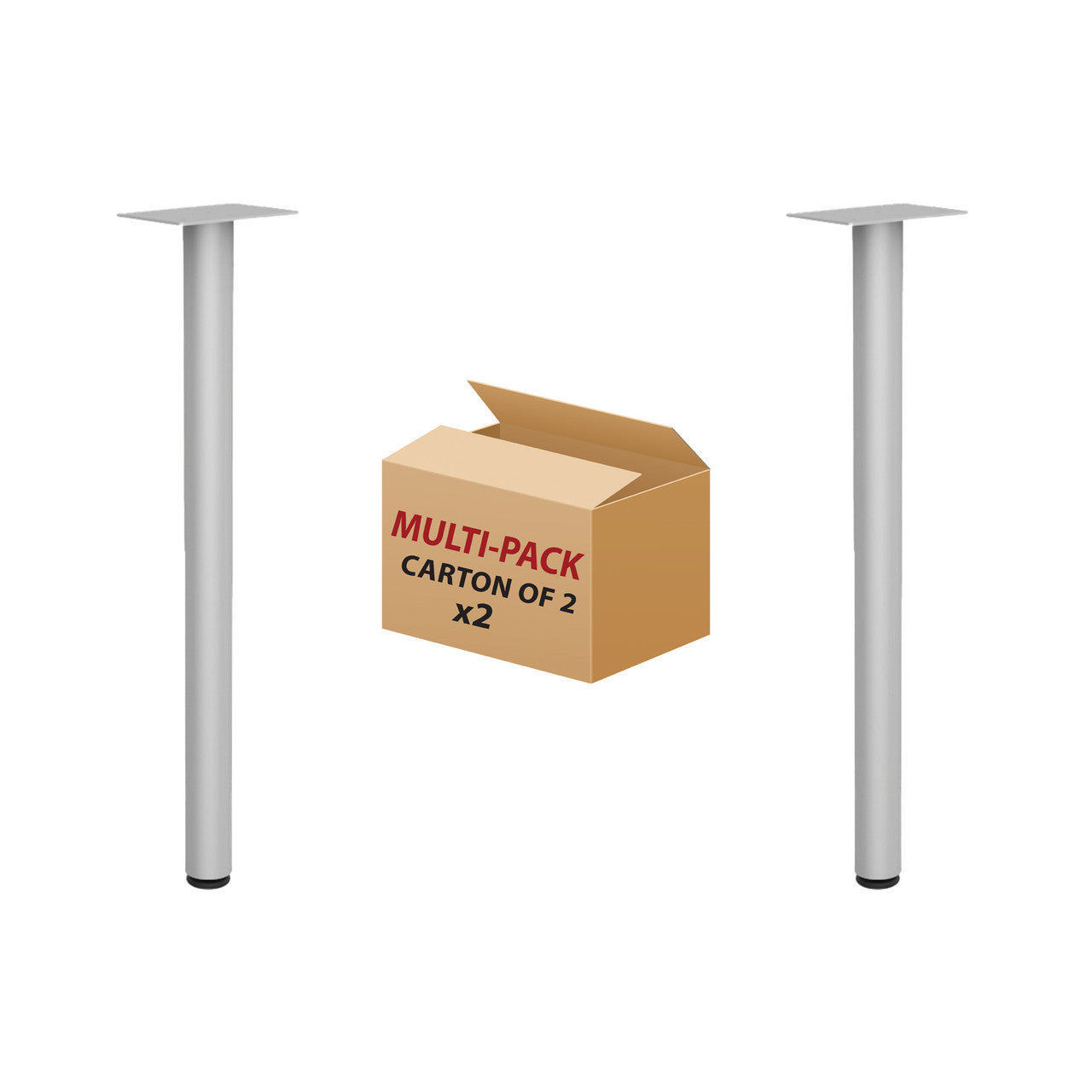 OfficeSource Training Tables Post Leg with Glides - Set of 2 - Silver