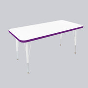24" x 48" Rectangle Thermofused Activity Table with Adjustable Standard Swivel Glide Legs - White/Eggplant/White