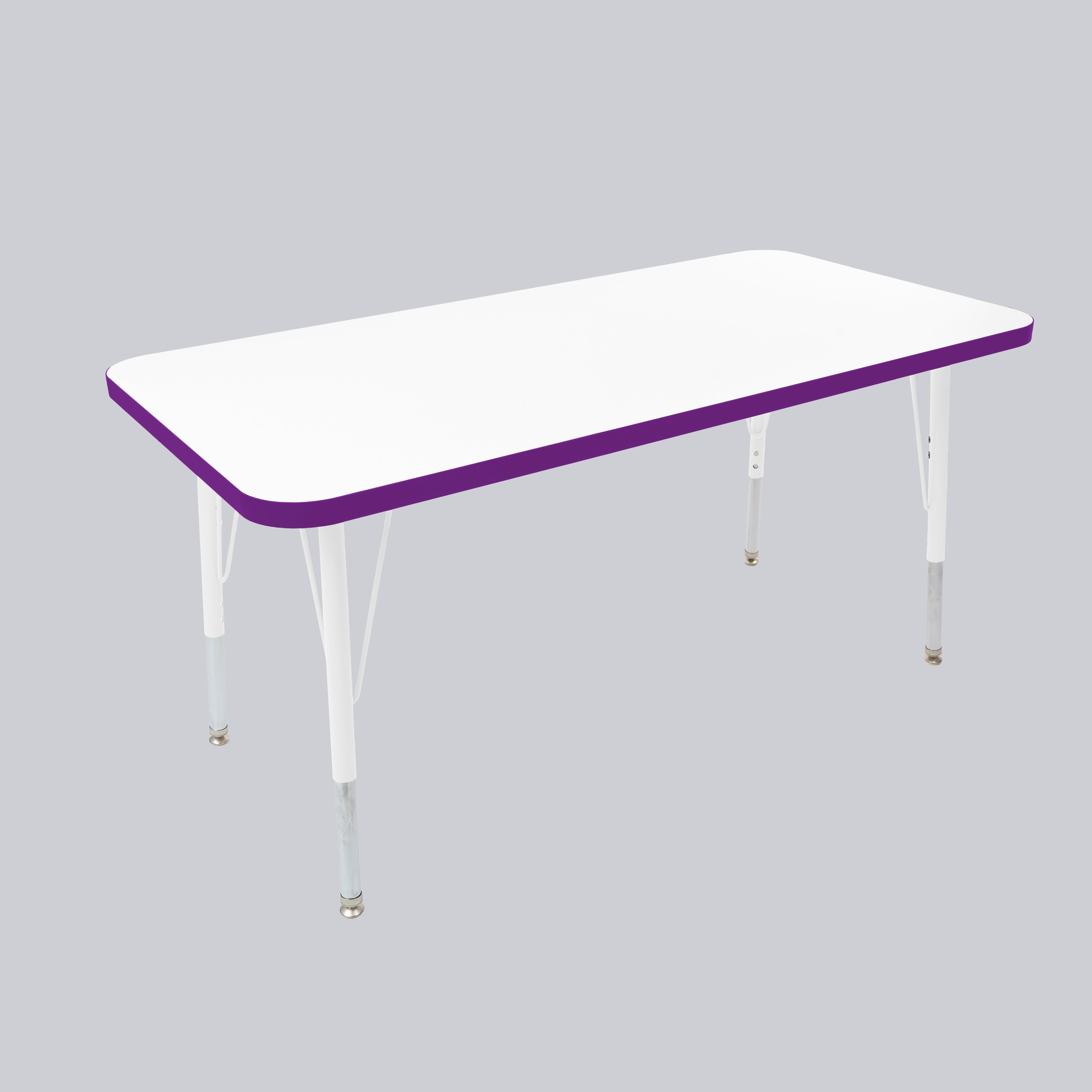 24" x 48" Rectangle Thermofused Activity Table with Adjustable Standard Swivel Glide Legs - White/Eggplant/White