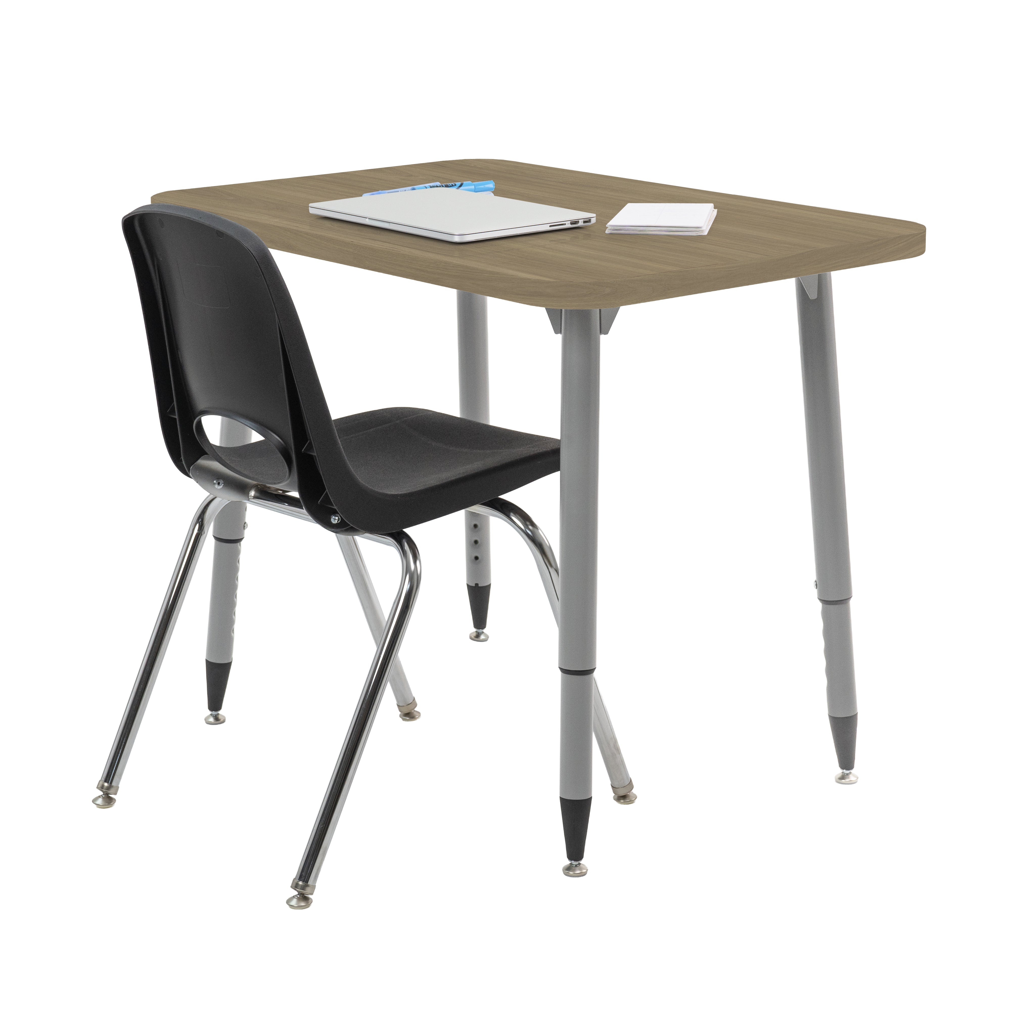Adapte 24" x 36" Rectangle Woodgrain Activity Table with Adjustable Tapered Legs - Pasadena Oak/Silver
