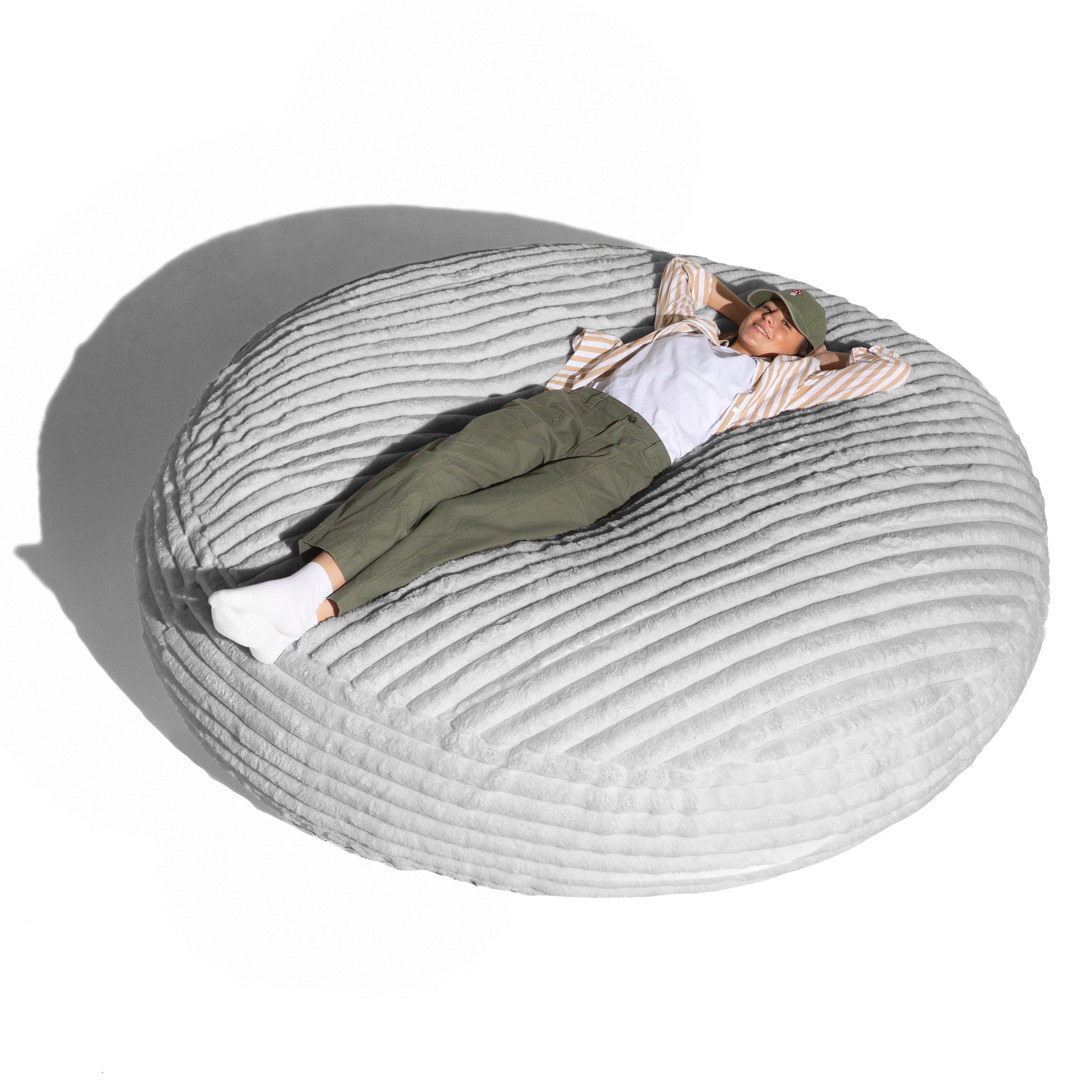 Jaxx Cocoon Bean Bag Bed for Adults - 2-in-1 Giant Bean Bag Sleeper and Convertible Lounger - Made in the USA - 6 Foot, Mondo Fur Grey