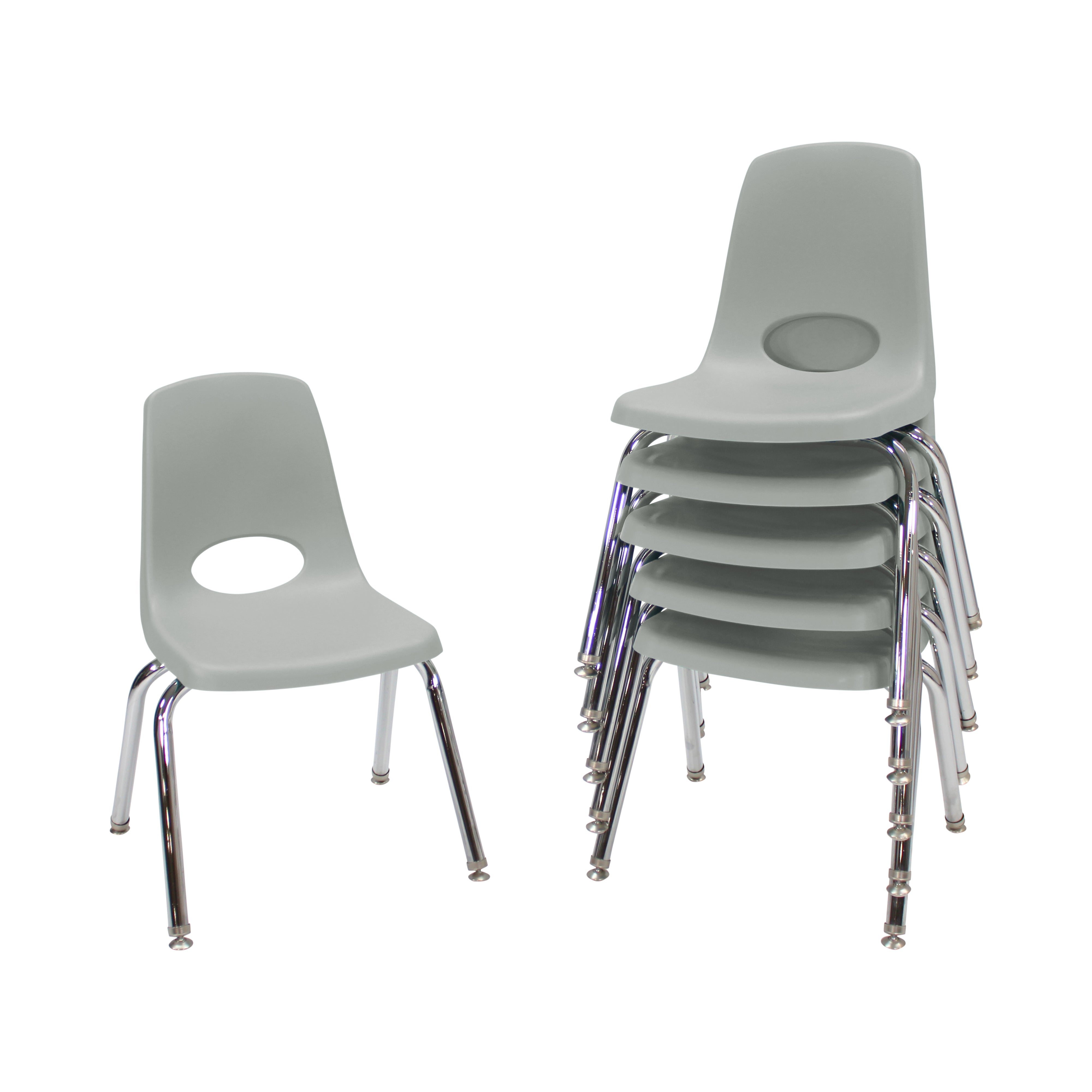 14" Stack Chair with Swivel Glides - Light Gray
