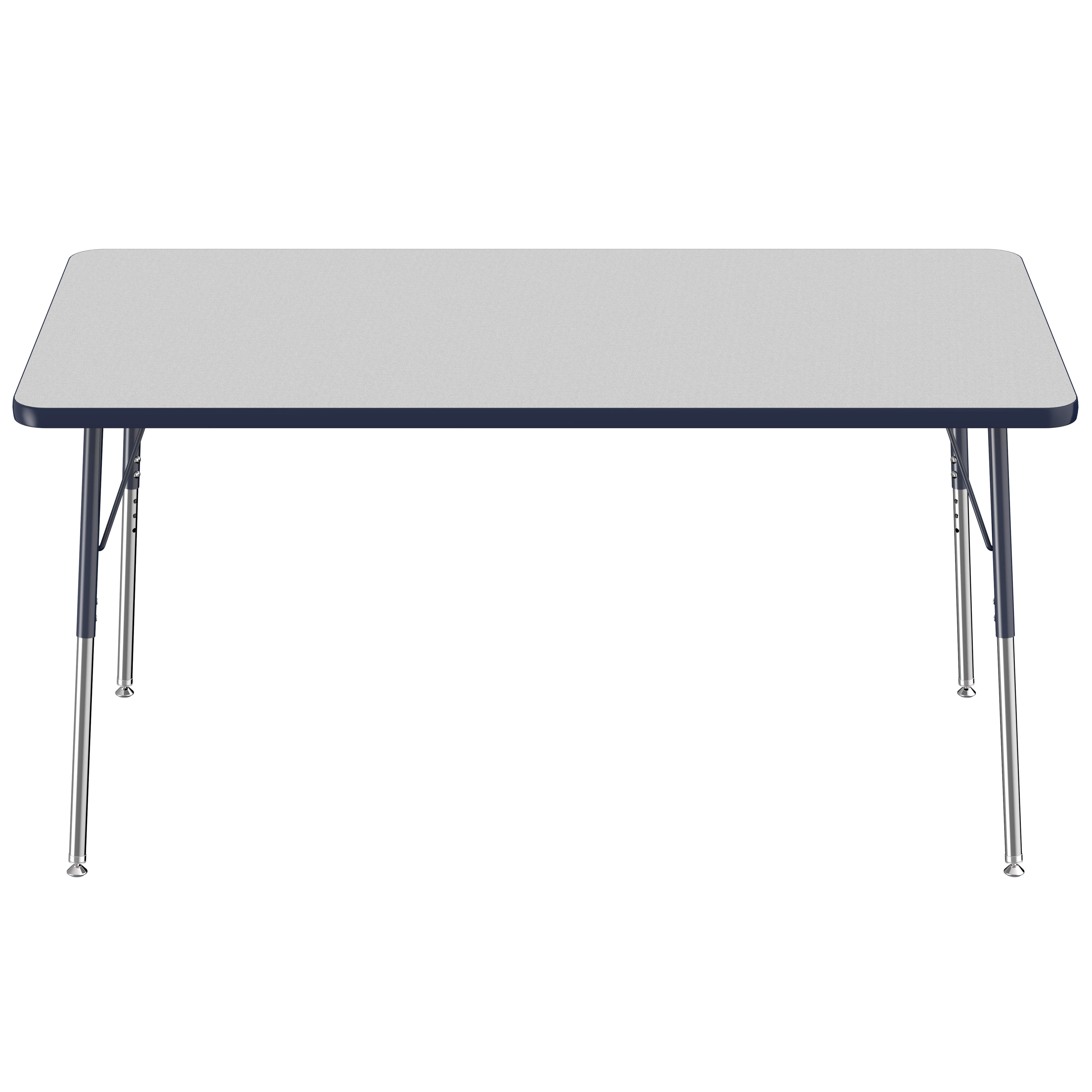 36" x 60" Rectangle T-Molding Activity Table with Adjustable Standard Swivel Glide Legs - Gray/Navy