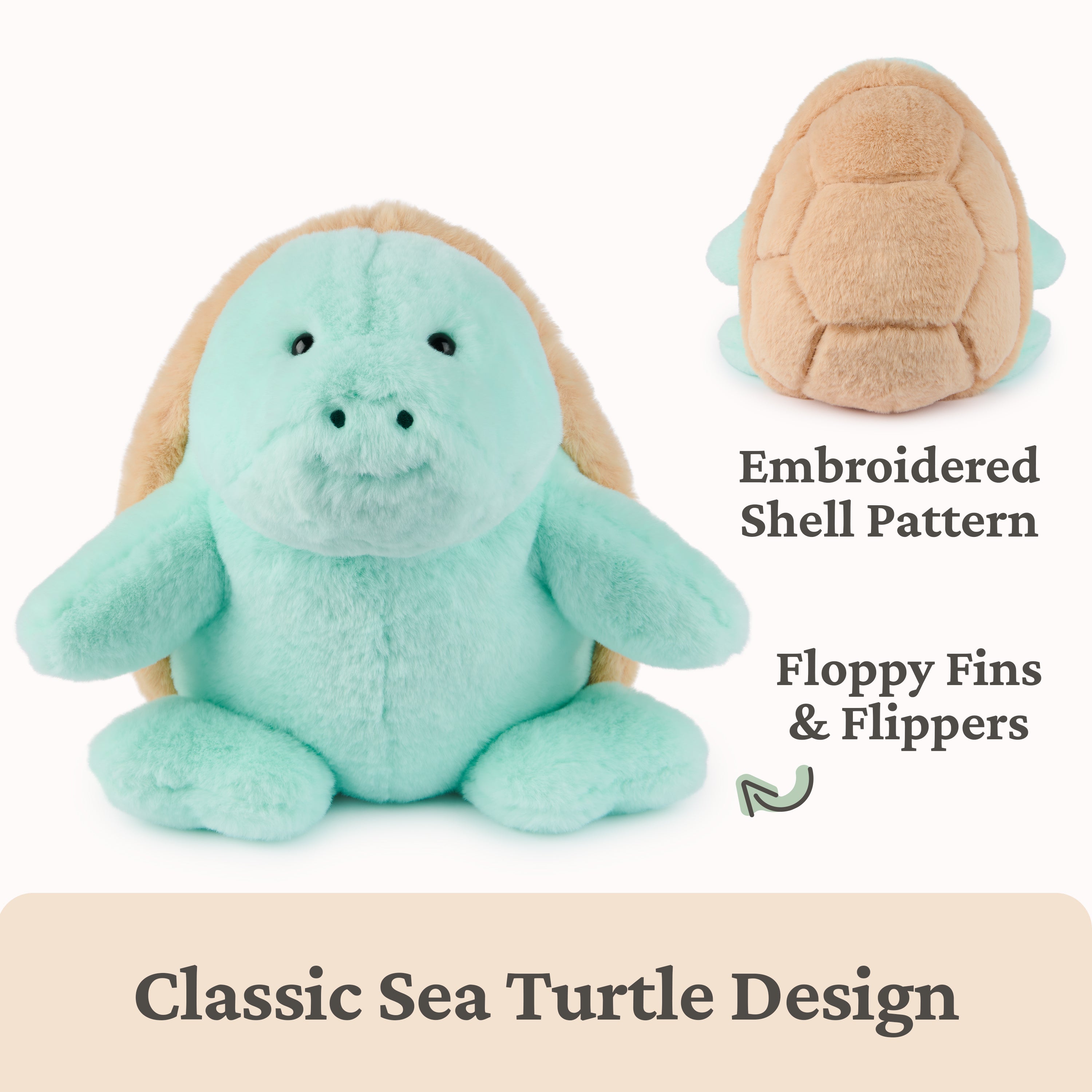 GUND Sprout Sea Turtle Plush, Premium Stuffed Animal for Ages 1 and Up, Green/Brown, 10”