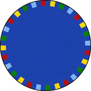 On the Border 7'7" Round area rug in color Brights