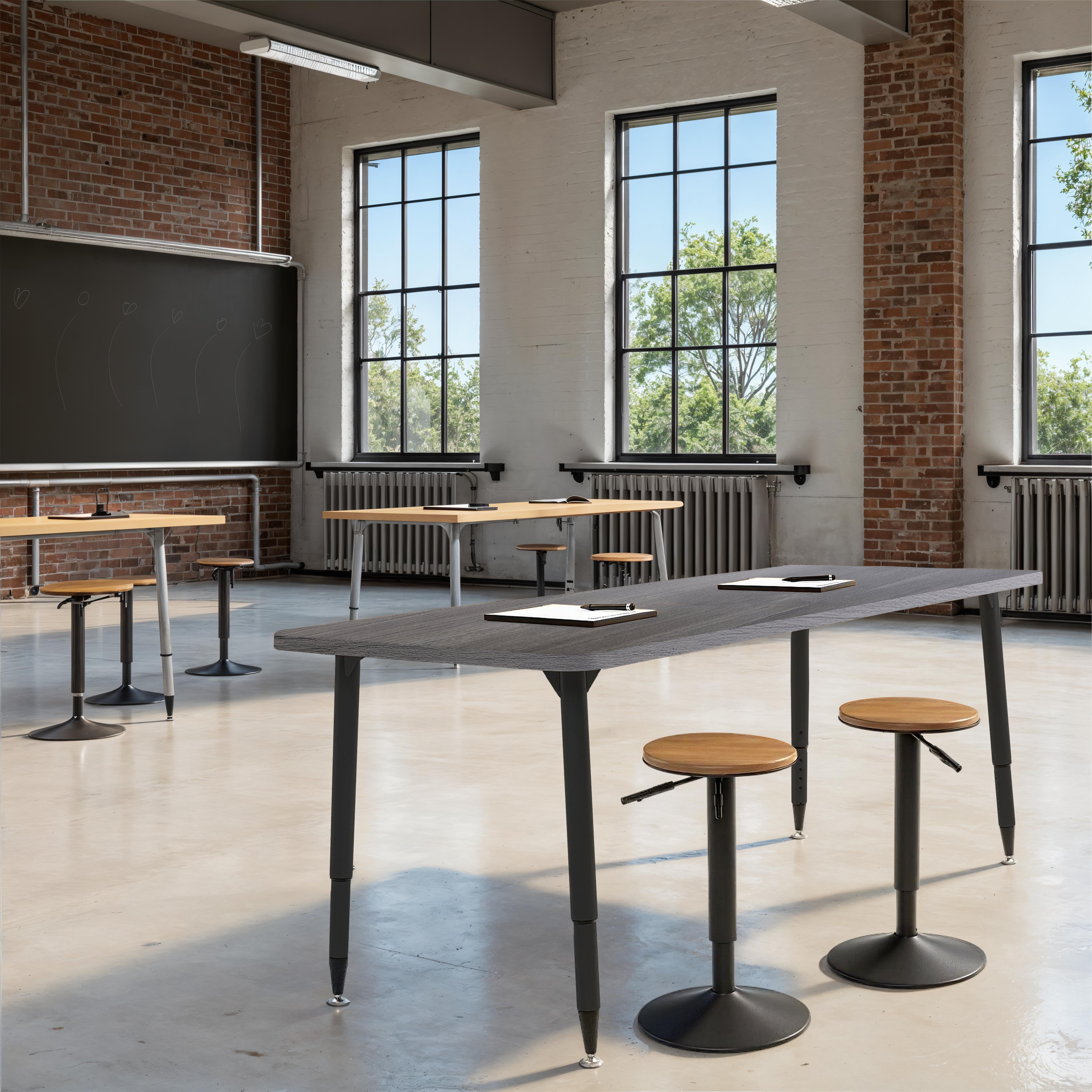 Adapte 30" x 72" Rectangle Woodgrain Activity Table with Adjustable Tapered Legs - Gray Wood/Black