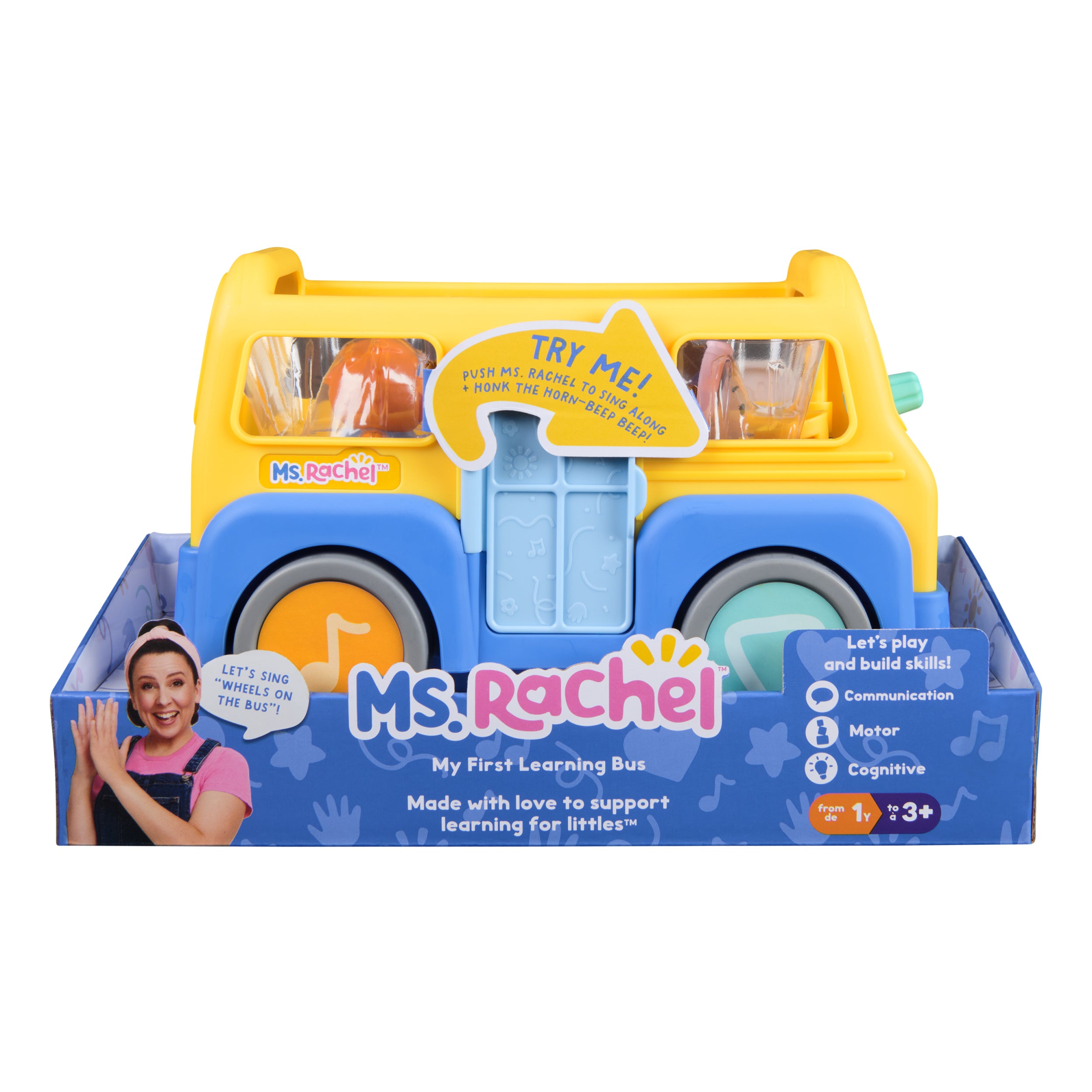 Ms. Rachel Official My First Learning Electronic School Bus with 2 Figures, Music & Sounds, Educational Toys & Toddler Toys for Girls & Boys Ages 1-3+
