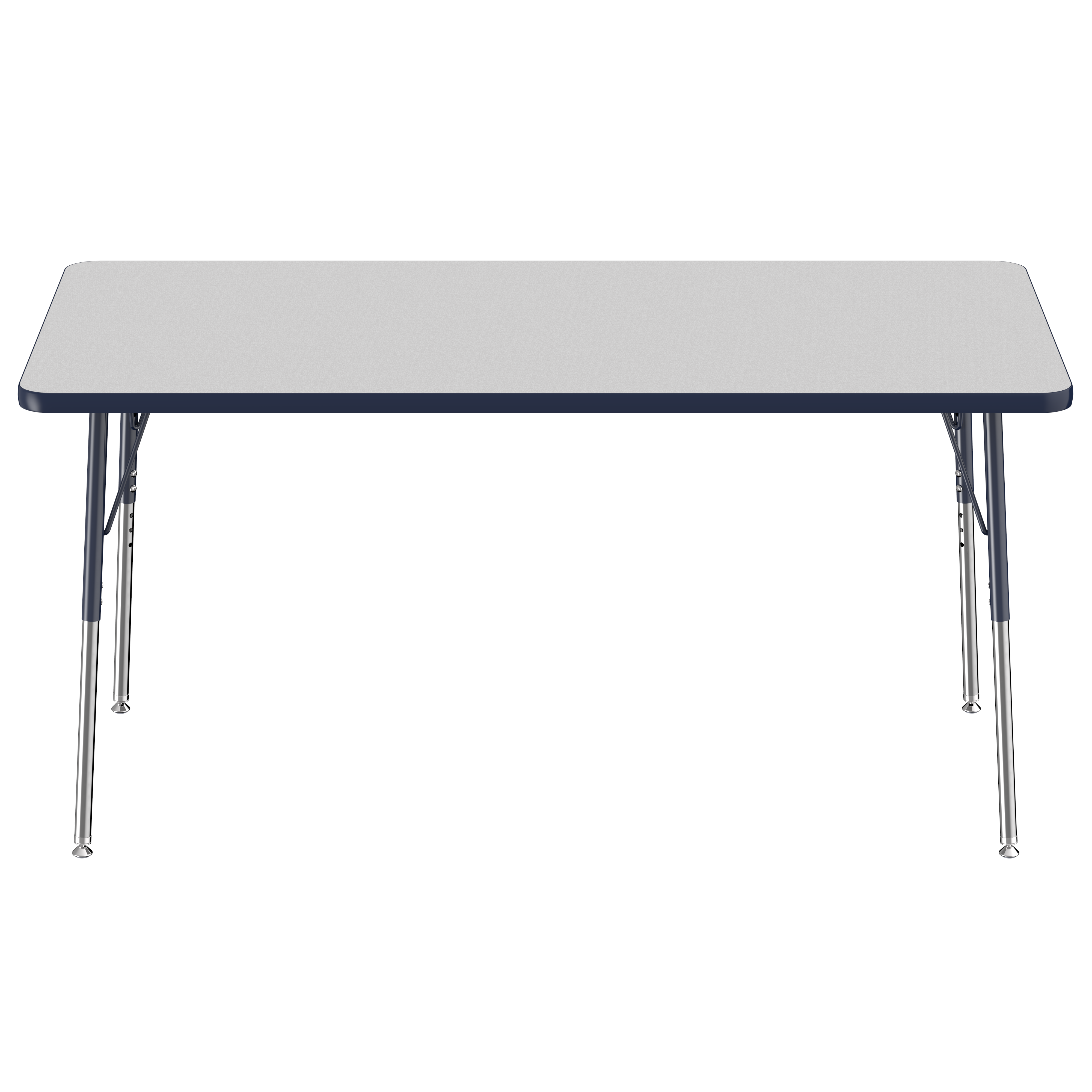 30" x 60" Rectangle T-Molding Activity Table with Adjustable Standard Swivel Glide Legs - Gray/Navy