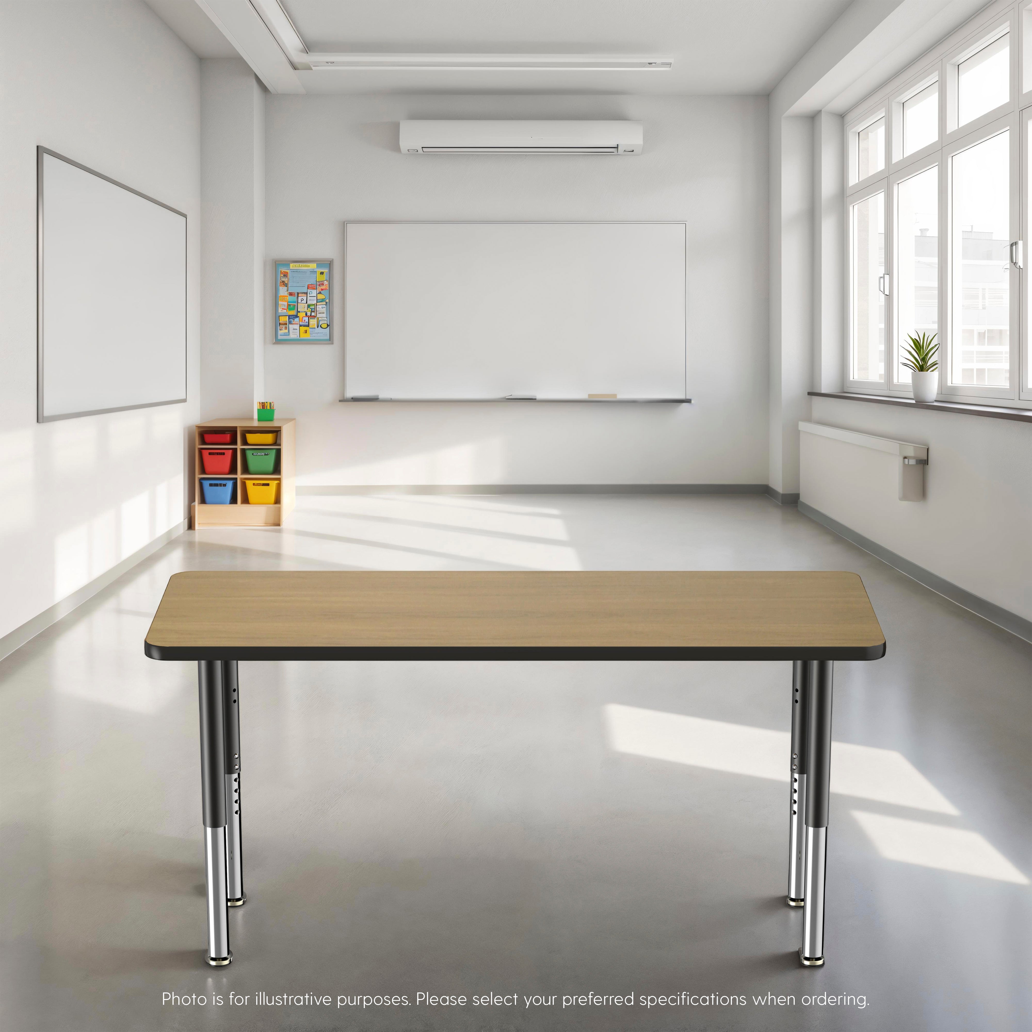 24" x 60" Rectangle T-Molding Activity Table with Adjustable Super Legs - Pasadena Oak/Black