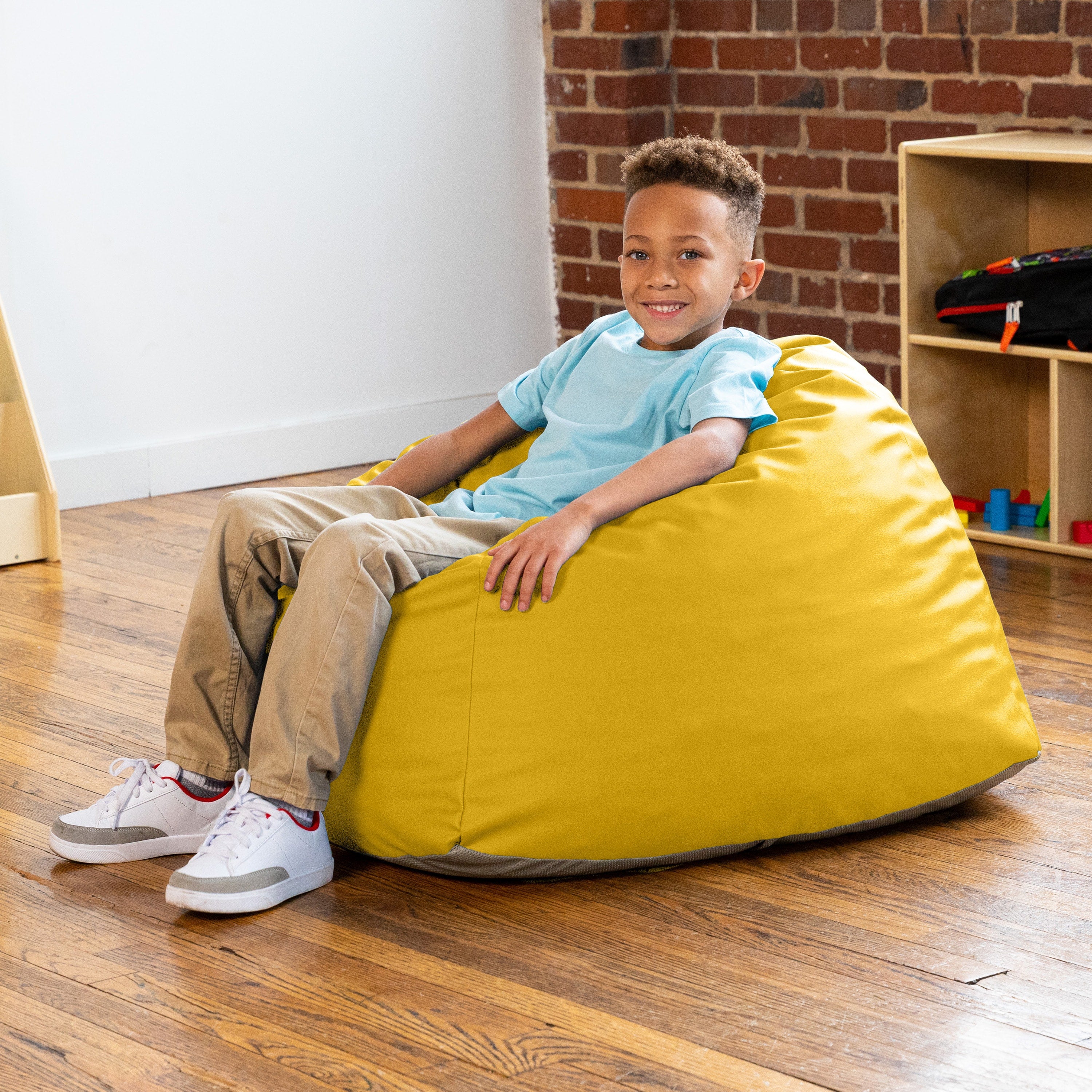 Jaxx Gumdrop Jr. Kids Bean Bag for Early Childhood & Educational Environments, Premium Vinyl - Yellow